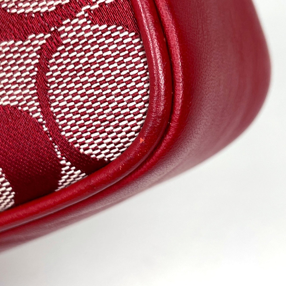 Coach Signature Red Color Canvas Leather Handbag (Pre-Owned)
