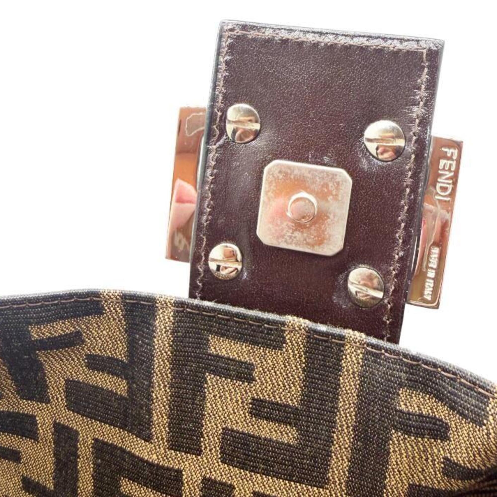 Fendi Brown Canvas Leather Handbag (Pre-Owned)