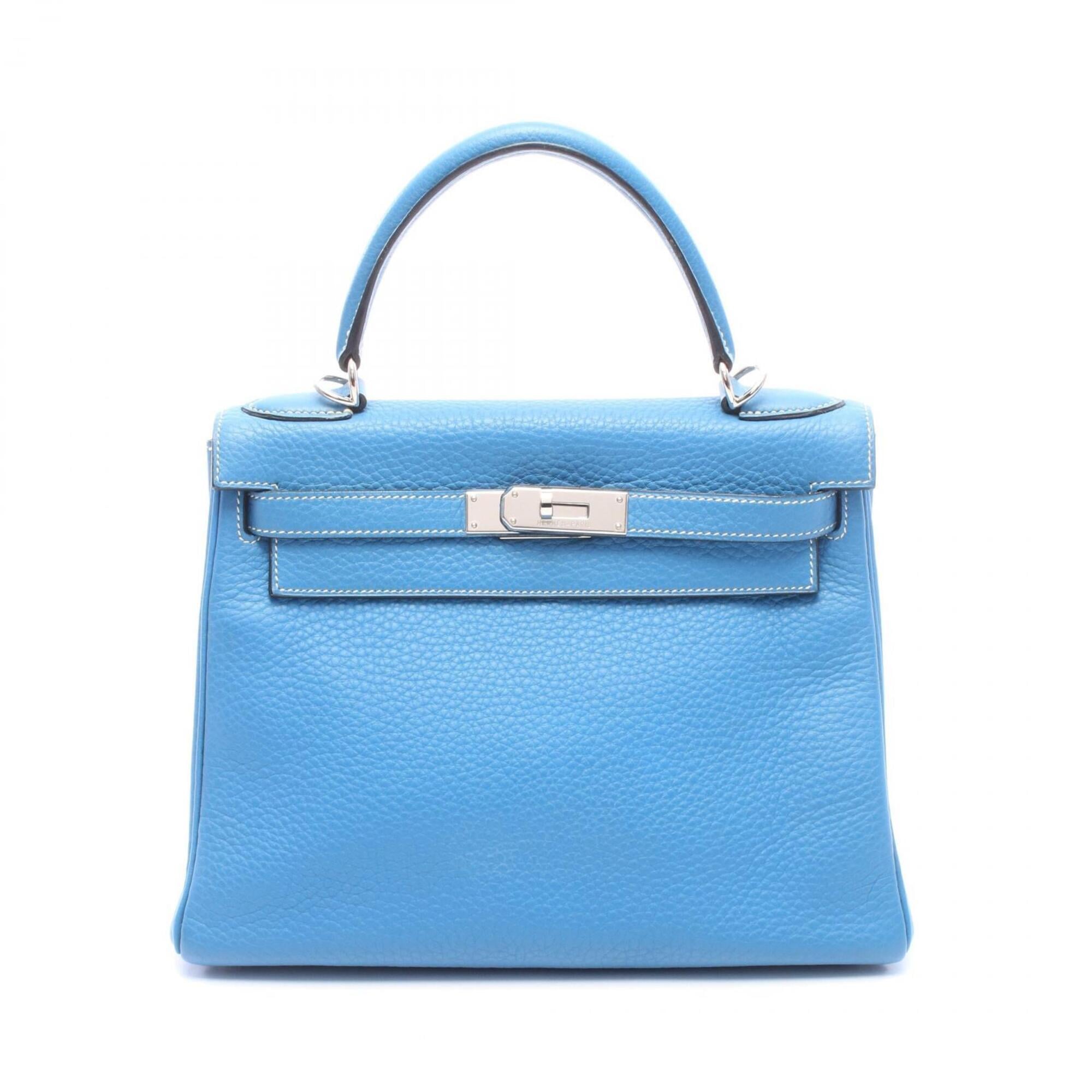 Hermes Blue Blue Jean Taurillon Clemence Leather Leather Handbag (Pre-Owned)