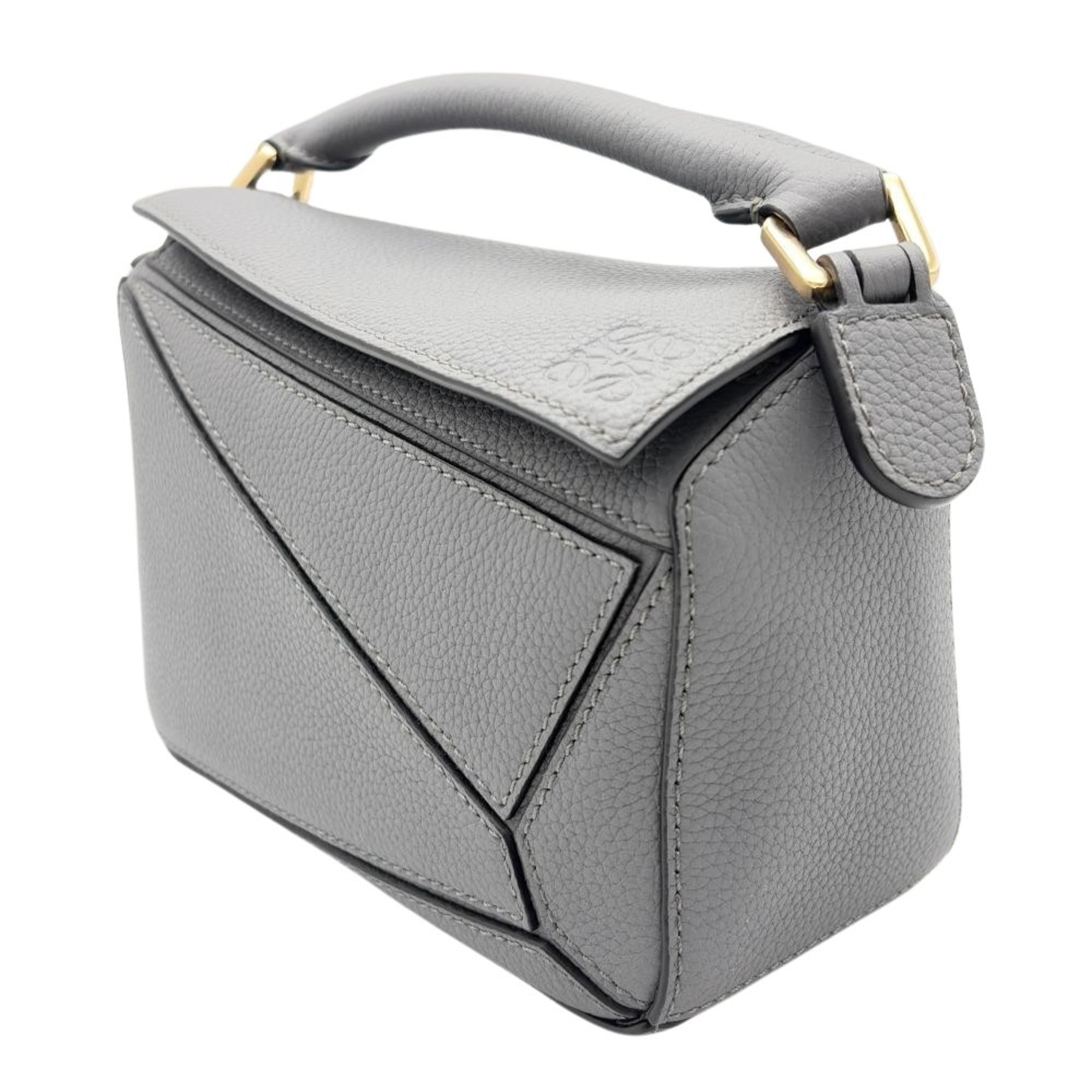 Loewe Puzzle Gray Leather Handbag Shoulder Bag (Pre-Owned)