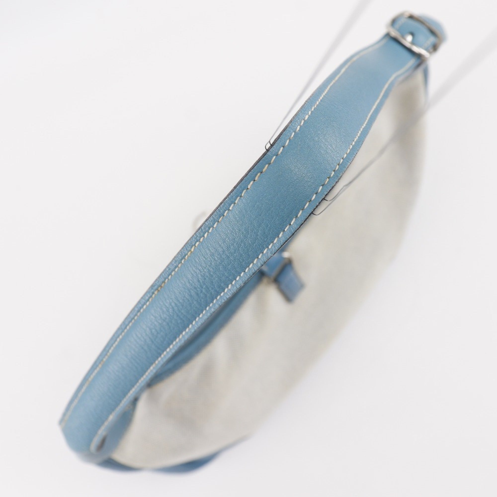 Hermes Trim Blue Natural Toile H Shoulder Bag (Pre-Owned)