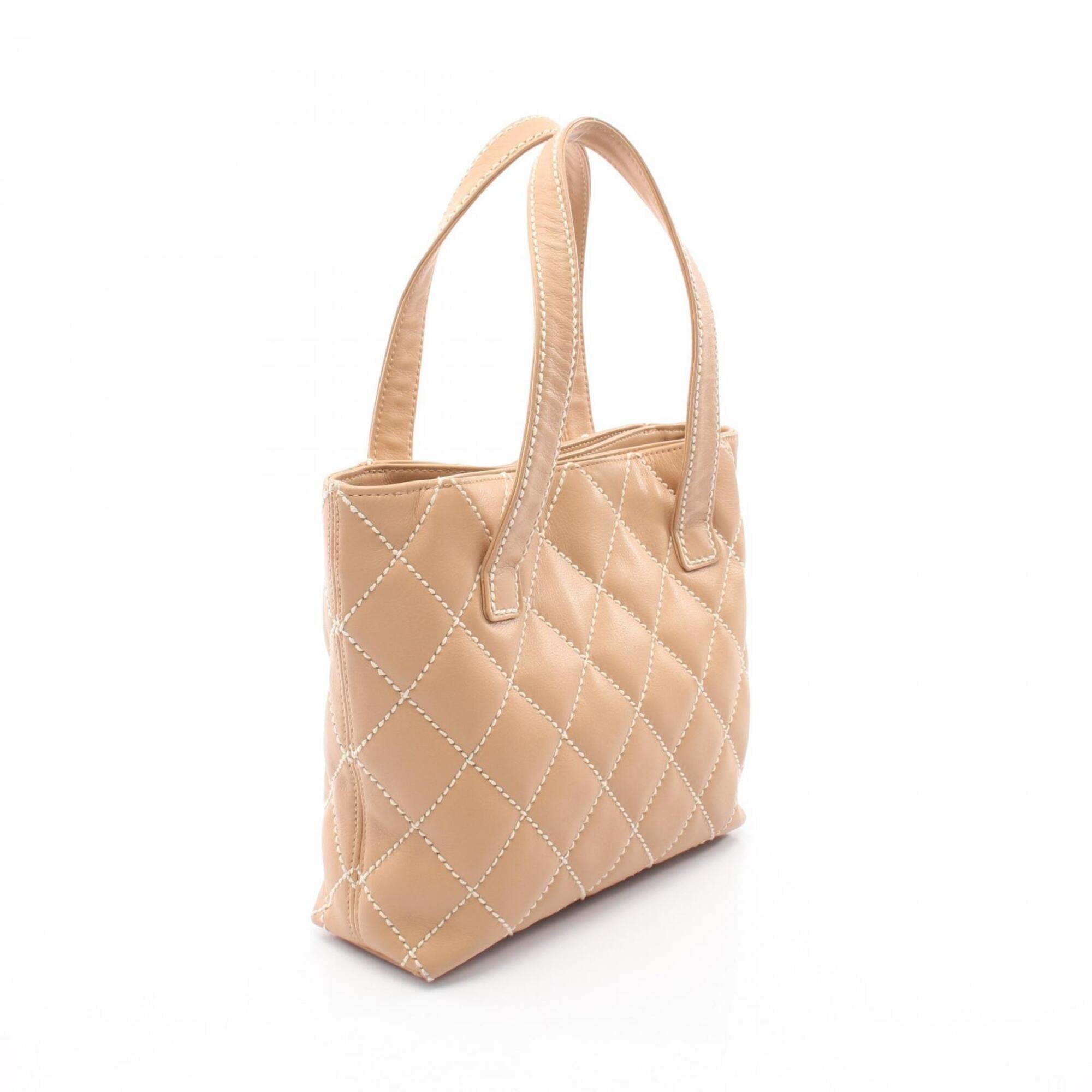 Chanel Beige Leather Handbag Tote Bag (Pre-Owned)
