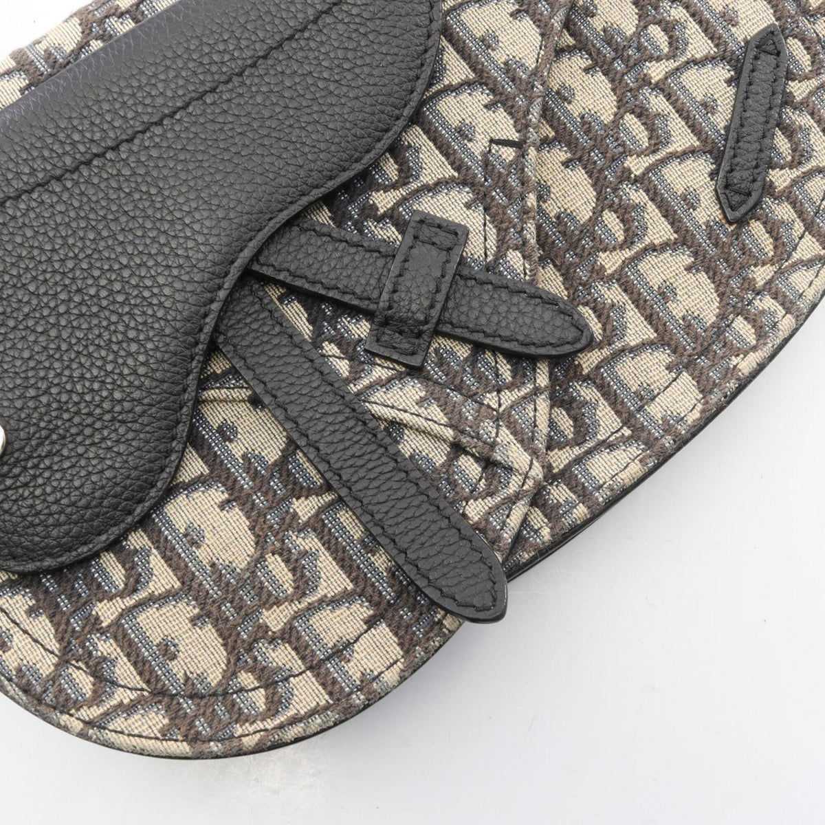 Christian Dior Beige Navy Canvas Leather Fanny Pack Handbag Saddle Bag (Pre-Owned)