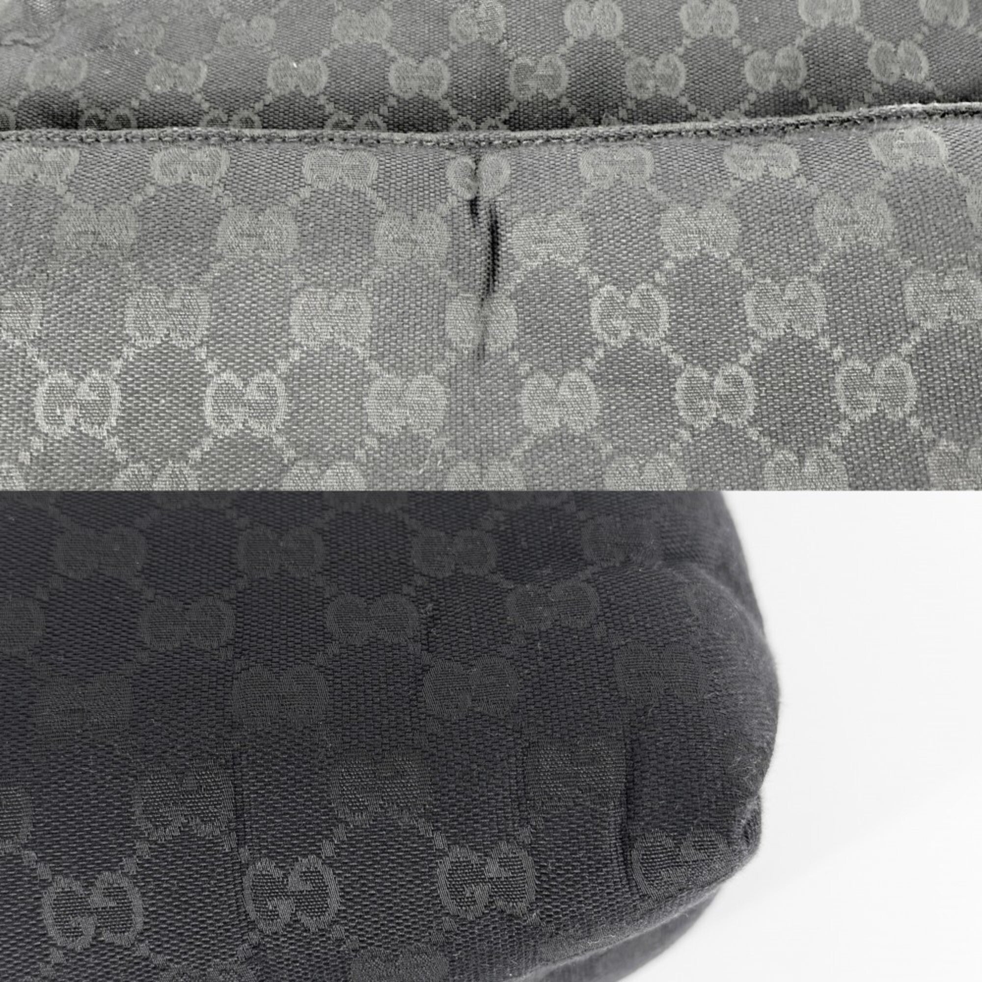 Gucci Black White Gg Canvas Handbag Shoulder Bag (Pre-Owned)