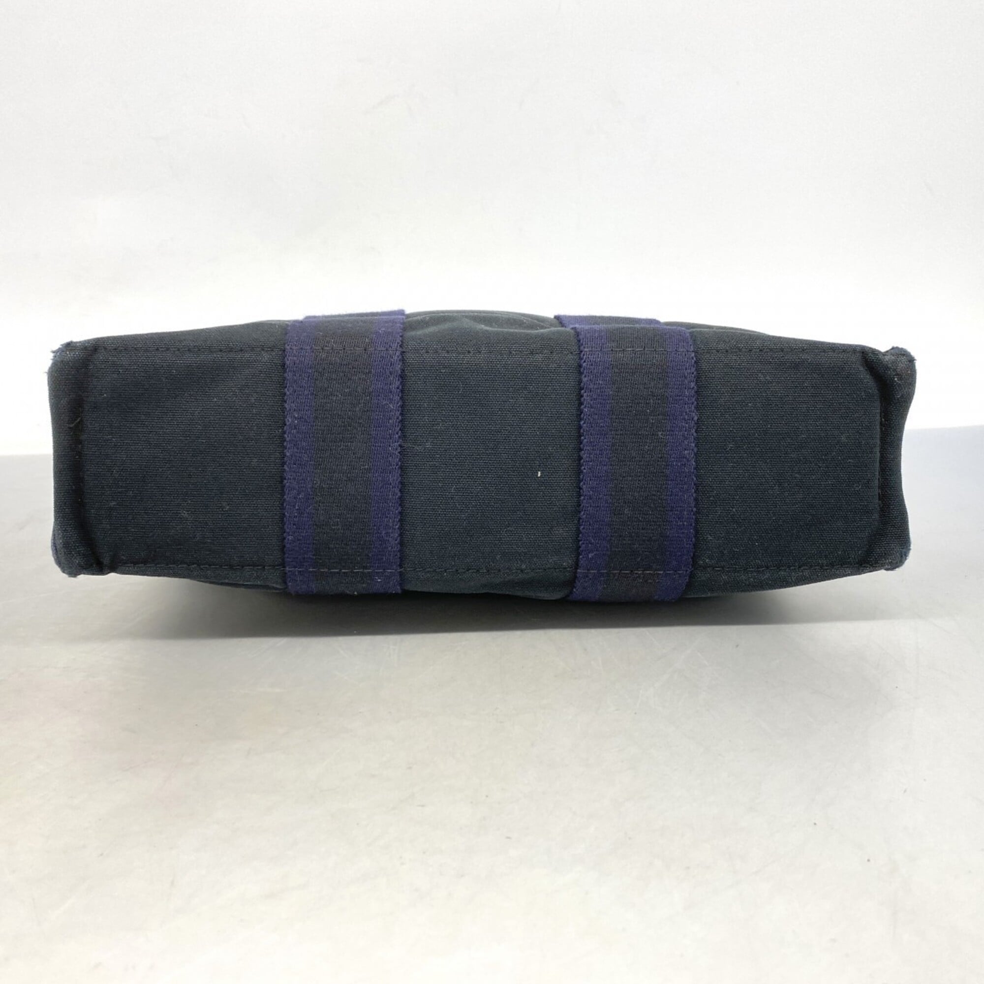 Hermes Black Navy Canvas Tote Bag (Pre-Owned)