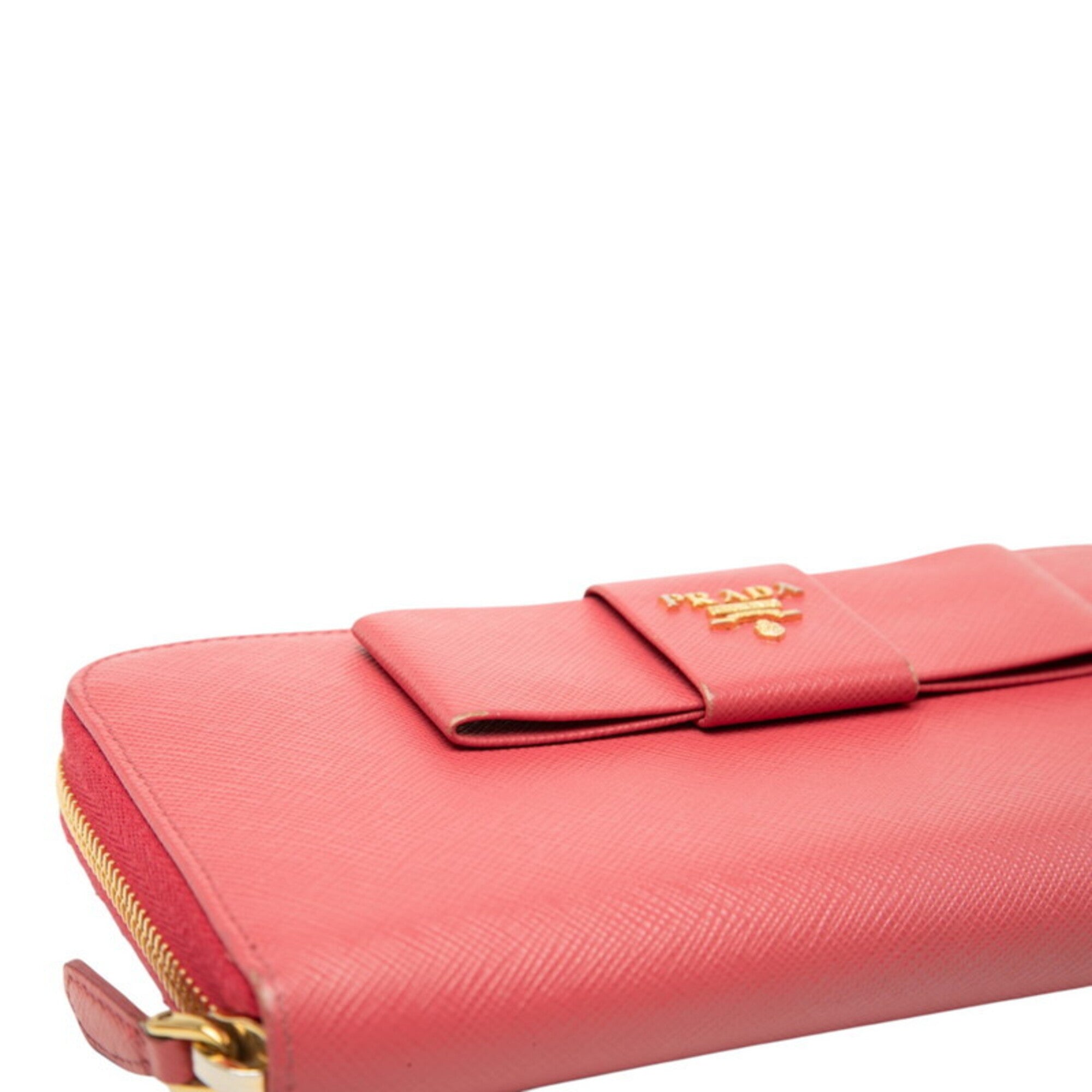 Prada Pink Leather Long Wallet (Bi-Fold) (Pre-Owned)