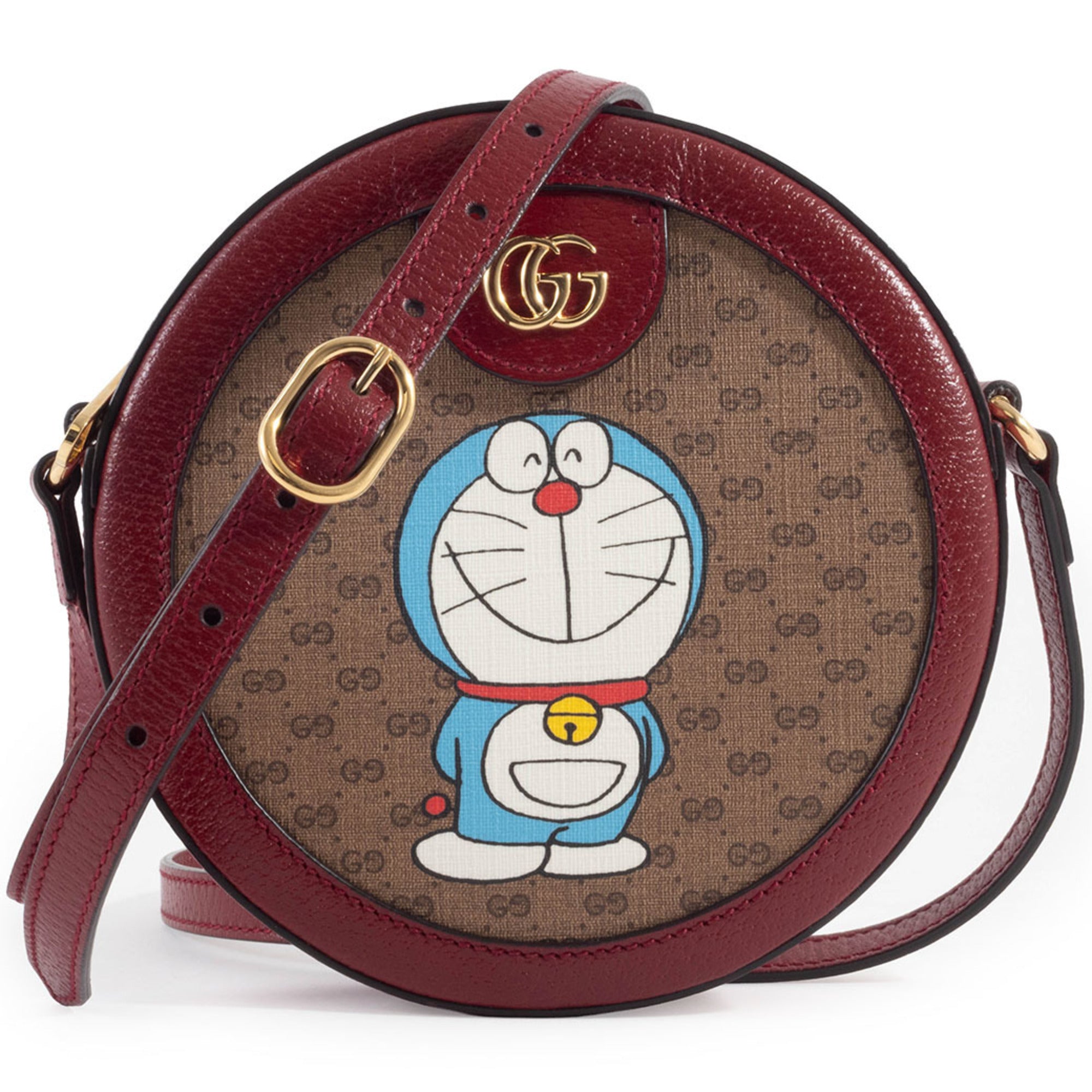 Gucci Beige Red Color Gg Supreme Leather Shoulder Bag (Pre-Owned)