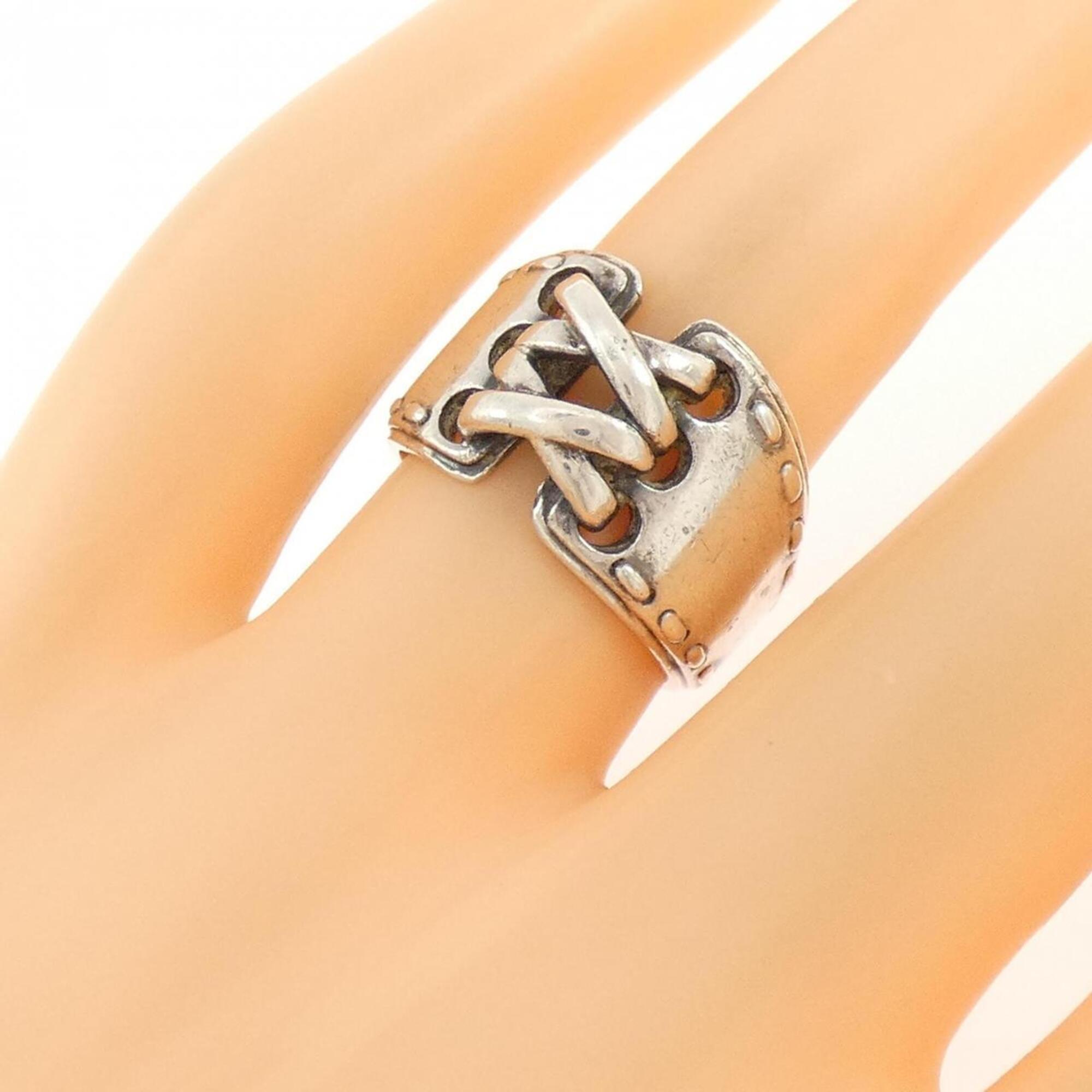 Hermes Silver Silver 925 Band Ring (Pre-Owned)