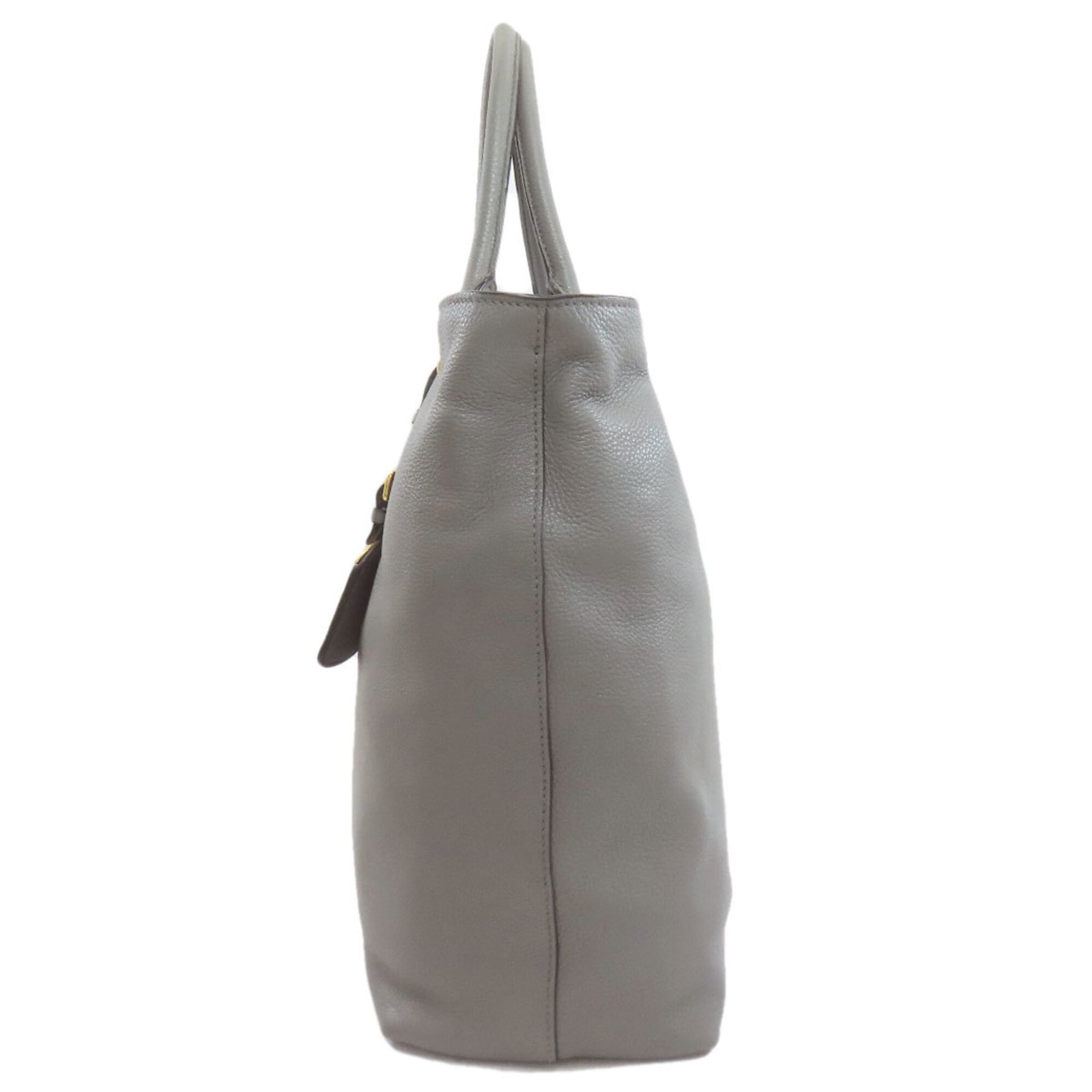Prada Gray Leather Tote Bag (Pre-Owned)