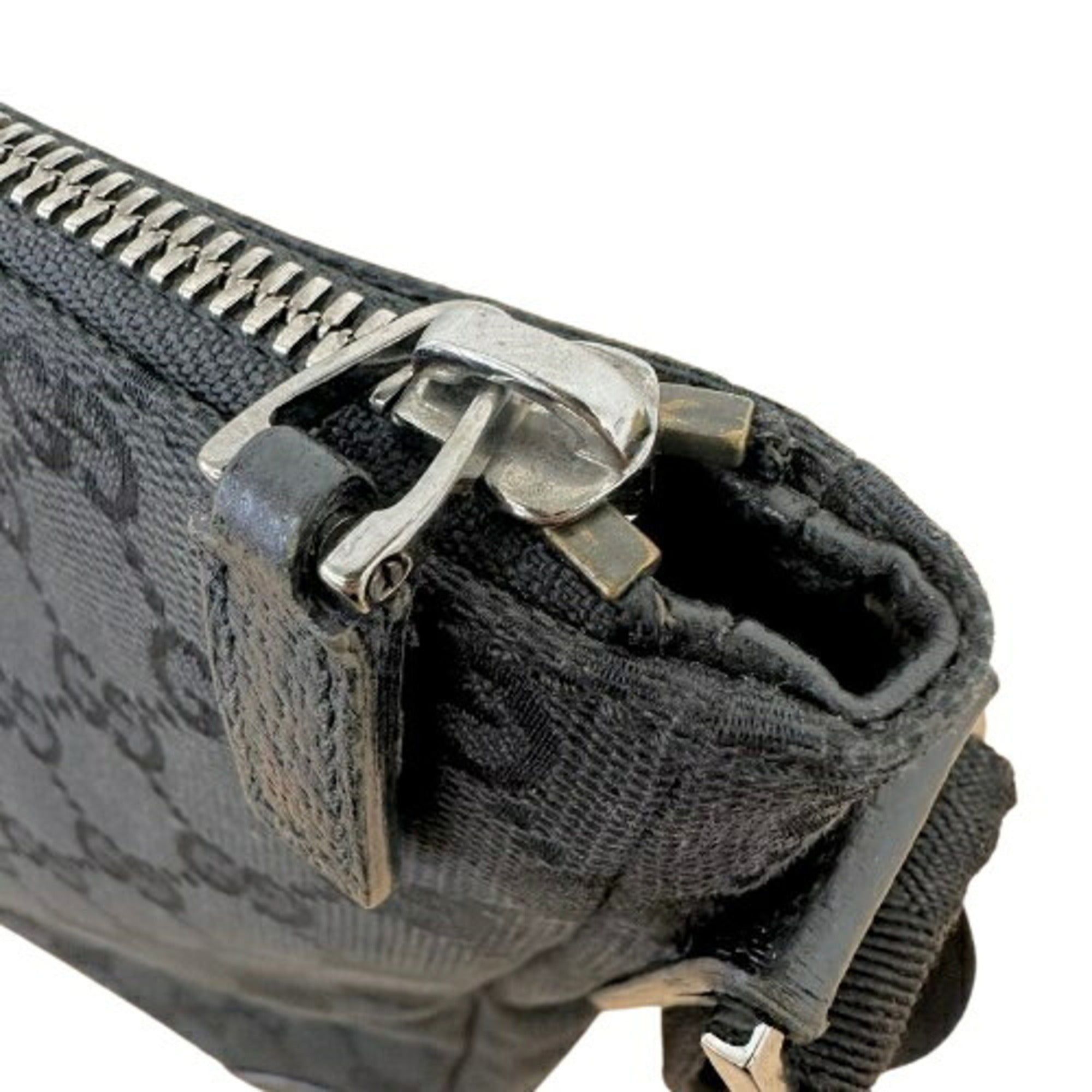 Gucci Gg Canvas Black Gg Canvas Leather Shoulder Bag (Pre-Owned)