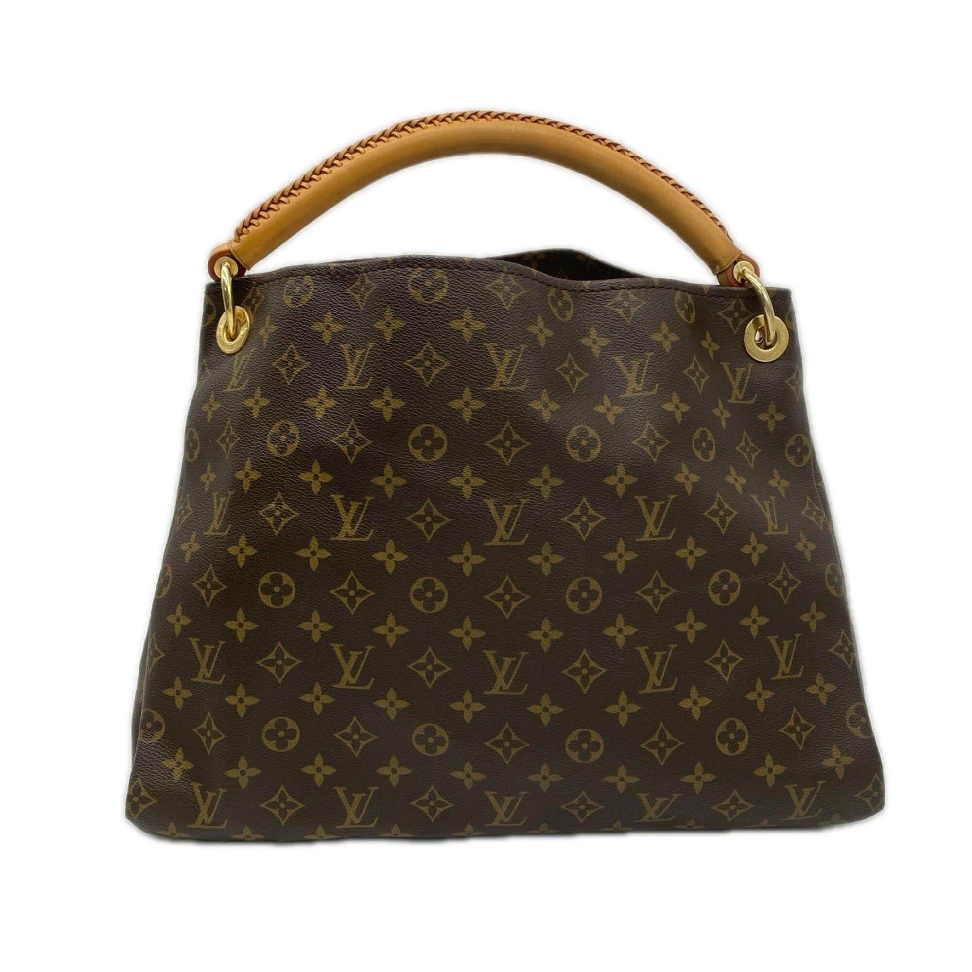 Louis Vuitton Beige Brown Coated Canvas Leather Handbag (Pre-Owned)