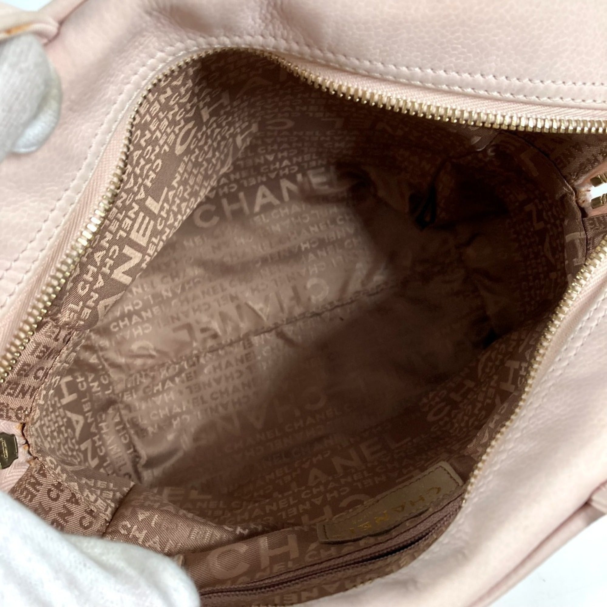 Chanel Matelasse Light Pink Leather Boston Bag Handbag (Pre-Owned)