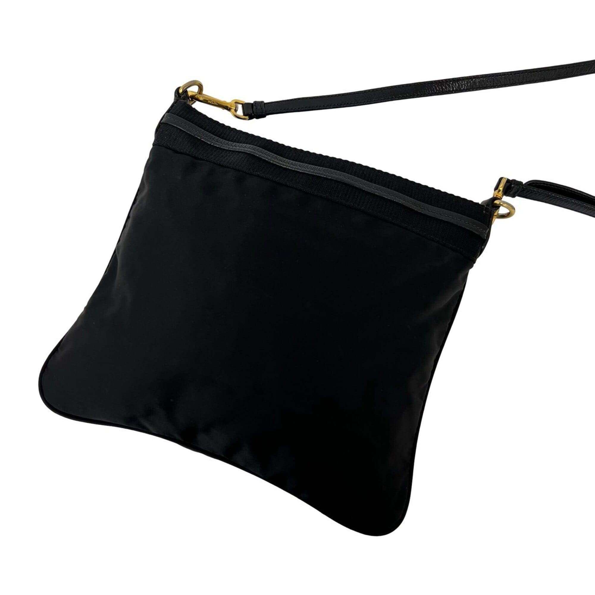 Prada Black Nylon Leather Pochette Shoulder Bag (Pre-Owned)
