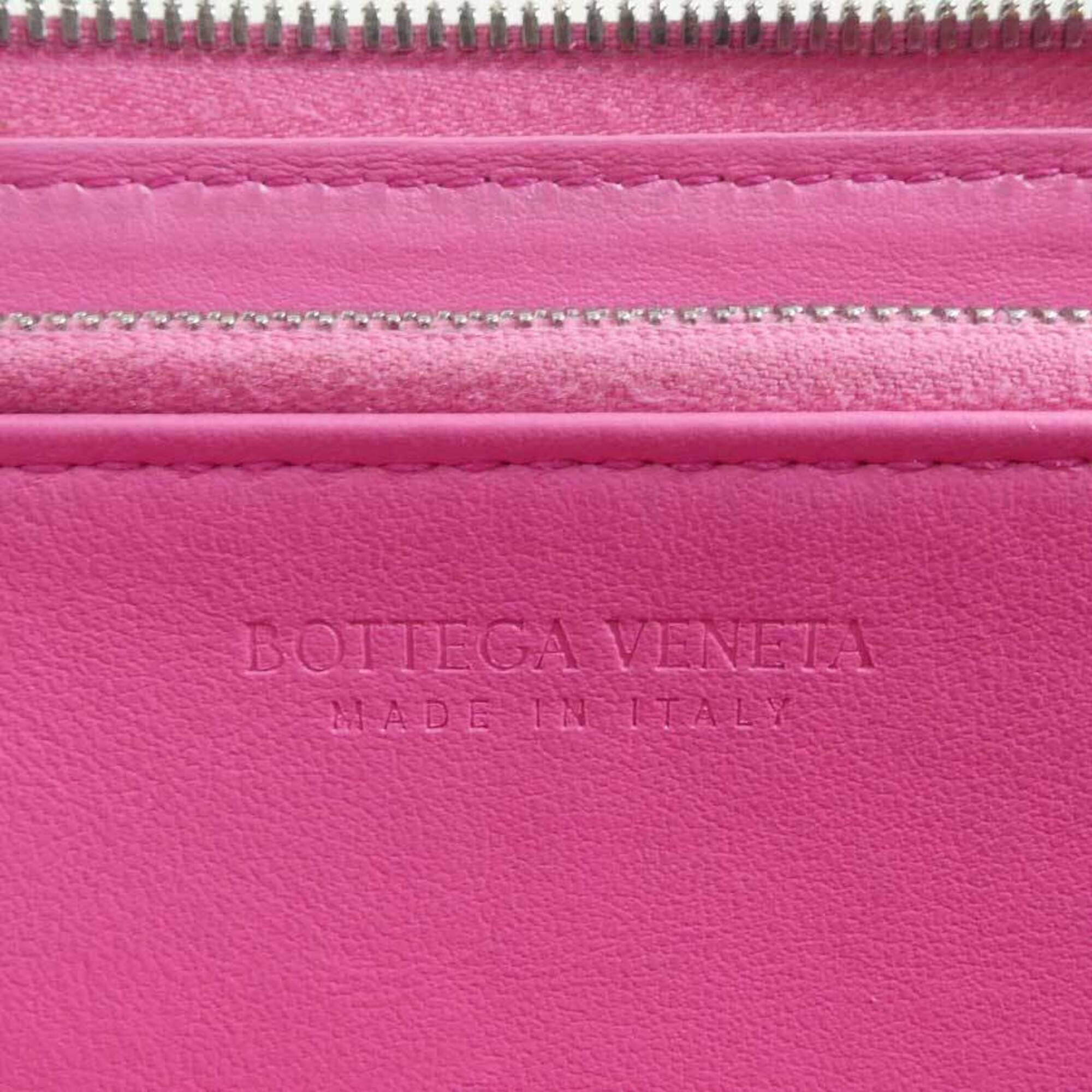 Bottega Veneta Pink Leather Long Wallet (Bi-Fold) (Pre-Owned)
