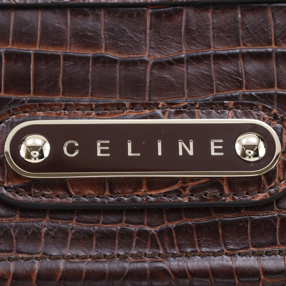 Celine Brown Nylon Canvas Leather Tote Bag (Pre-Owned)