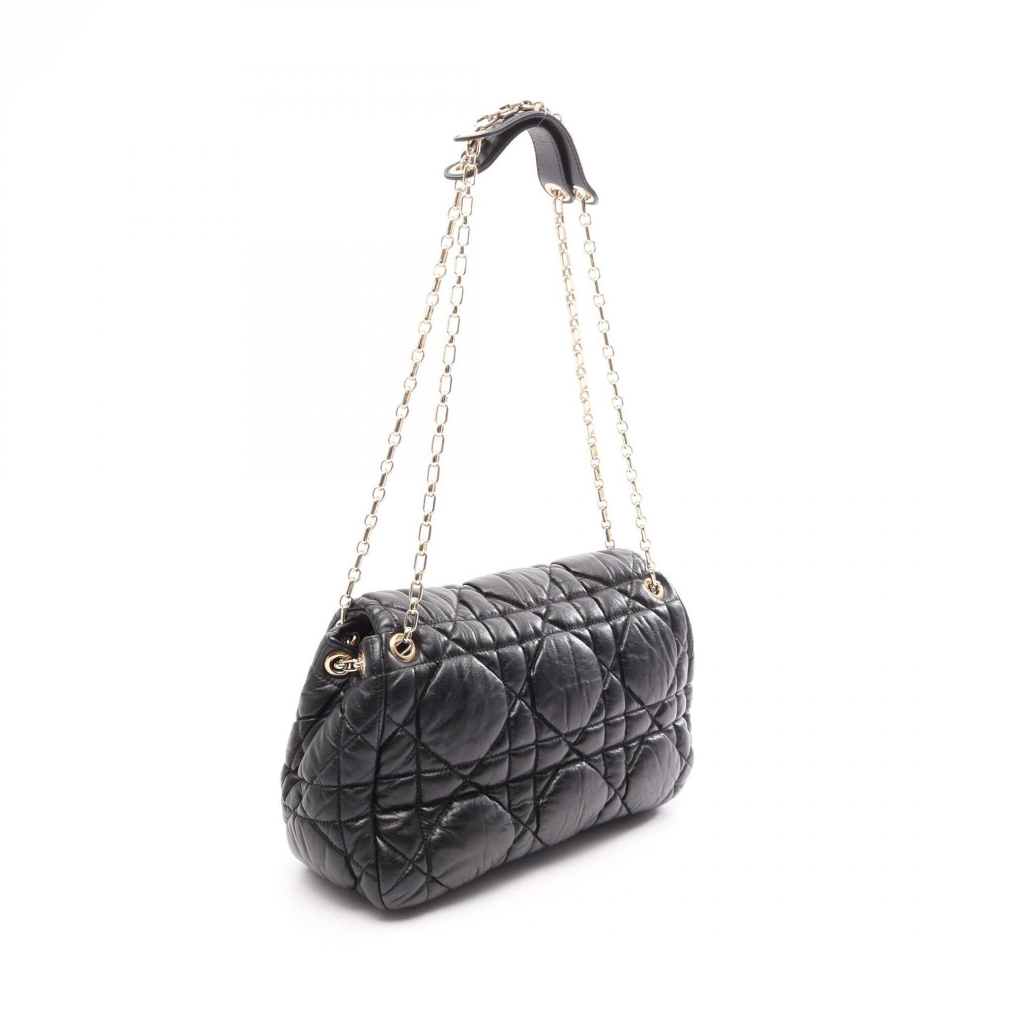 Christian Dior Black Leather Handbag Shoulder Bag (Pre-Owned)