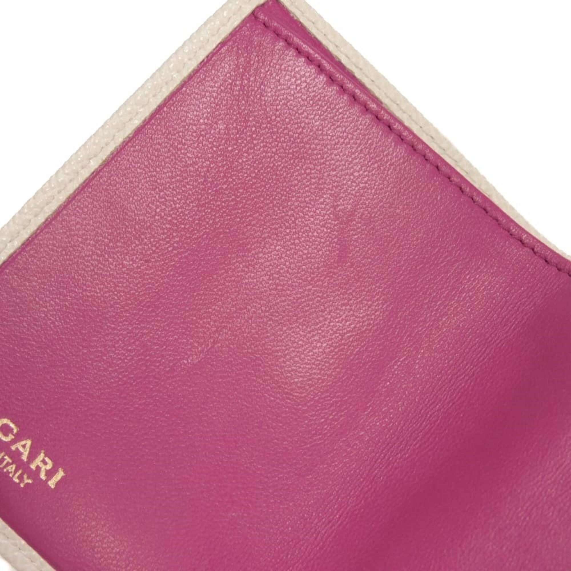 Bvlgari White Leather Wallet (Tri-Fold) (Pre-Owned)