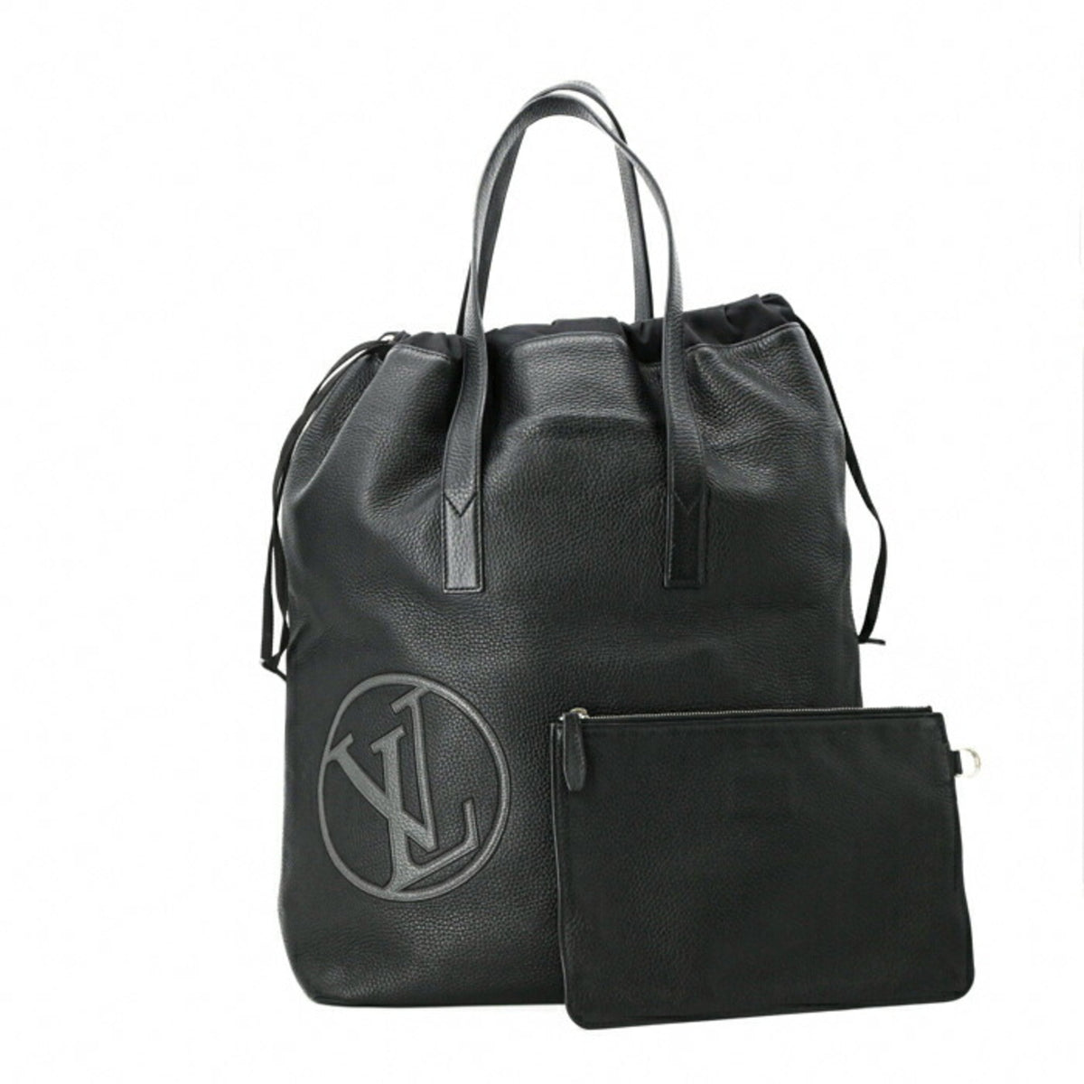 Louis Vuitton Black Leather Pouch Tote Bag (Pre-Owned)