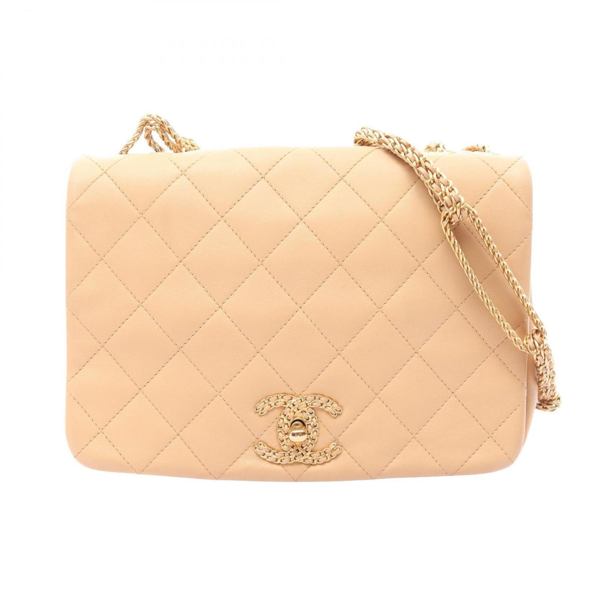 Chanel Beige Leather Handbag Shoulder Bag (Pre-Owned)