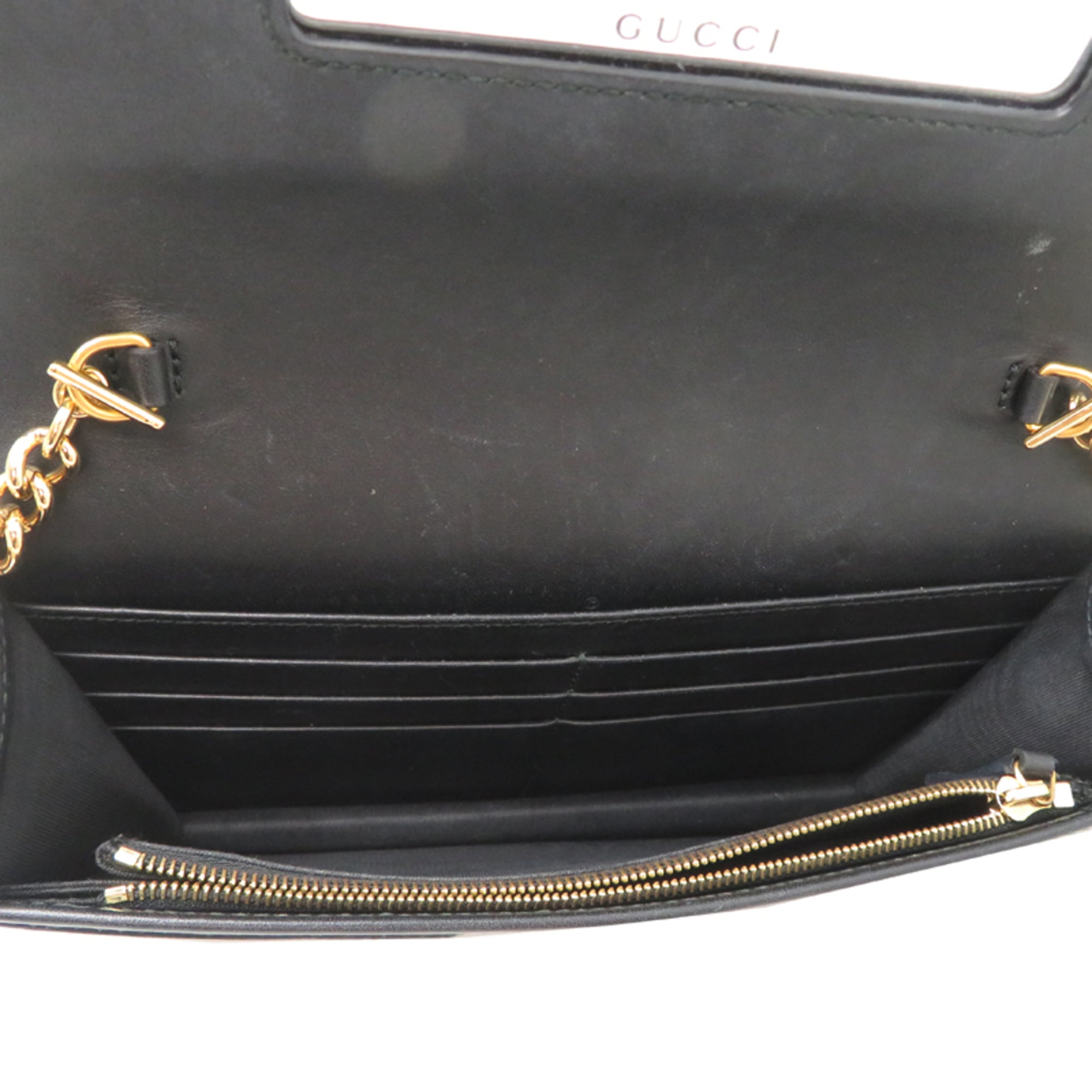 Gucci Black Gold Leather Shoulder Bag (Pre-Owned)