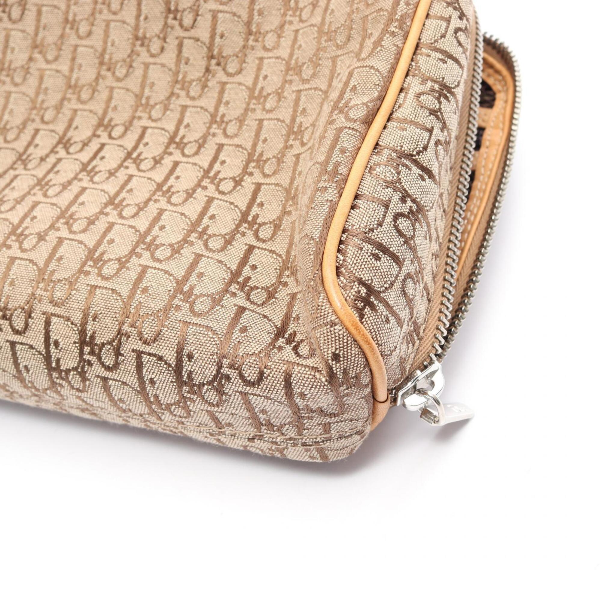 Christian Dior Beige Brown Canvas Leather Handbag (Pre-Owned)