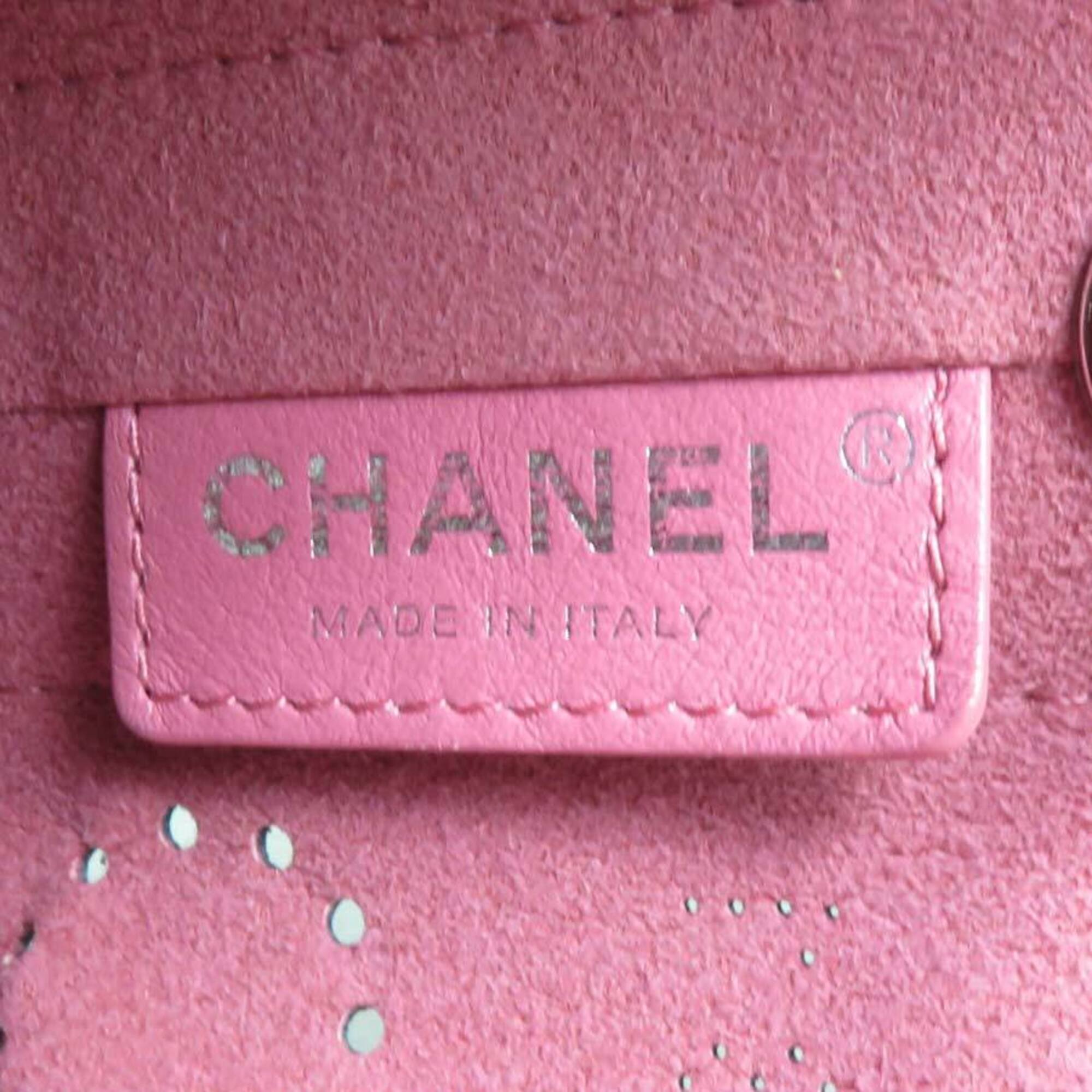 Chanel Navy Leather Handbag Shoulder Bag (Pre-Owned)