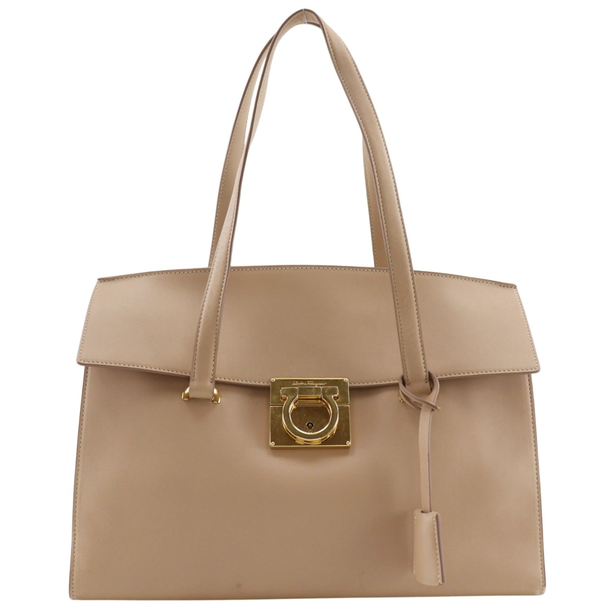 Salvatore Ferragamo Beige Leather Tote Bag (Pre-Owned)