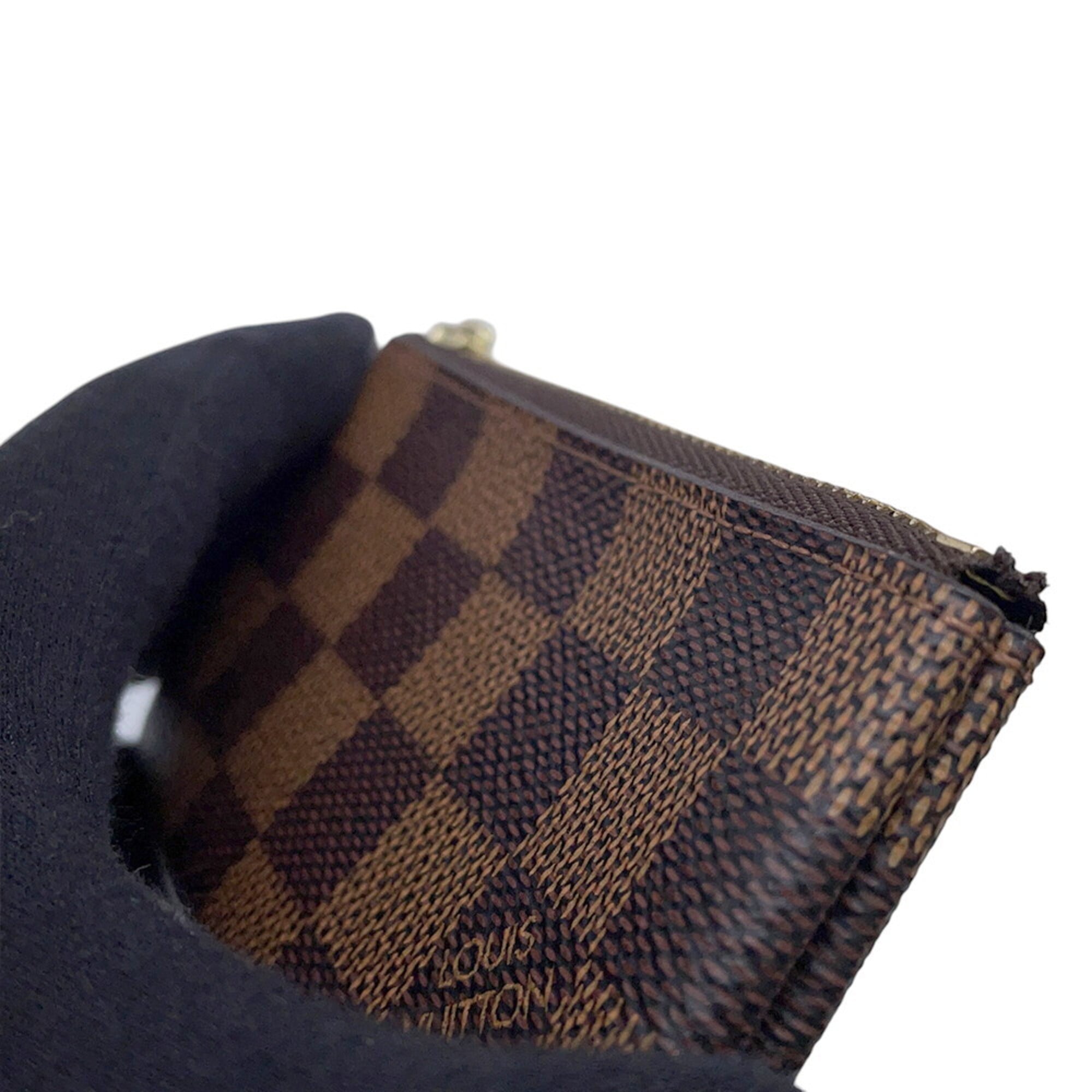 Louis Vuitton Brown Damier Canvas Ebene Exotic Leather Coin Purse/Coin Case (Pre-Owned)