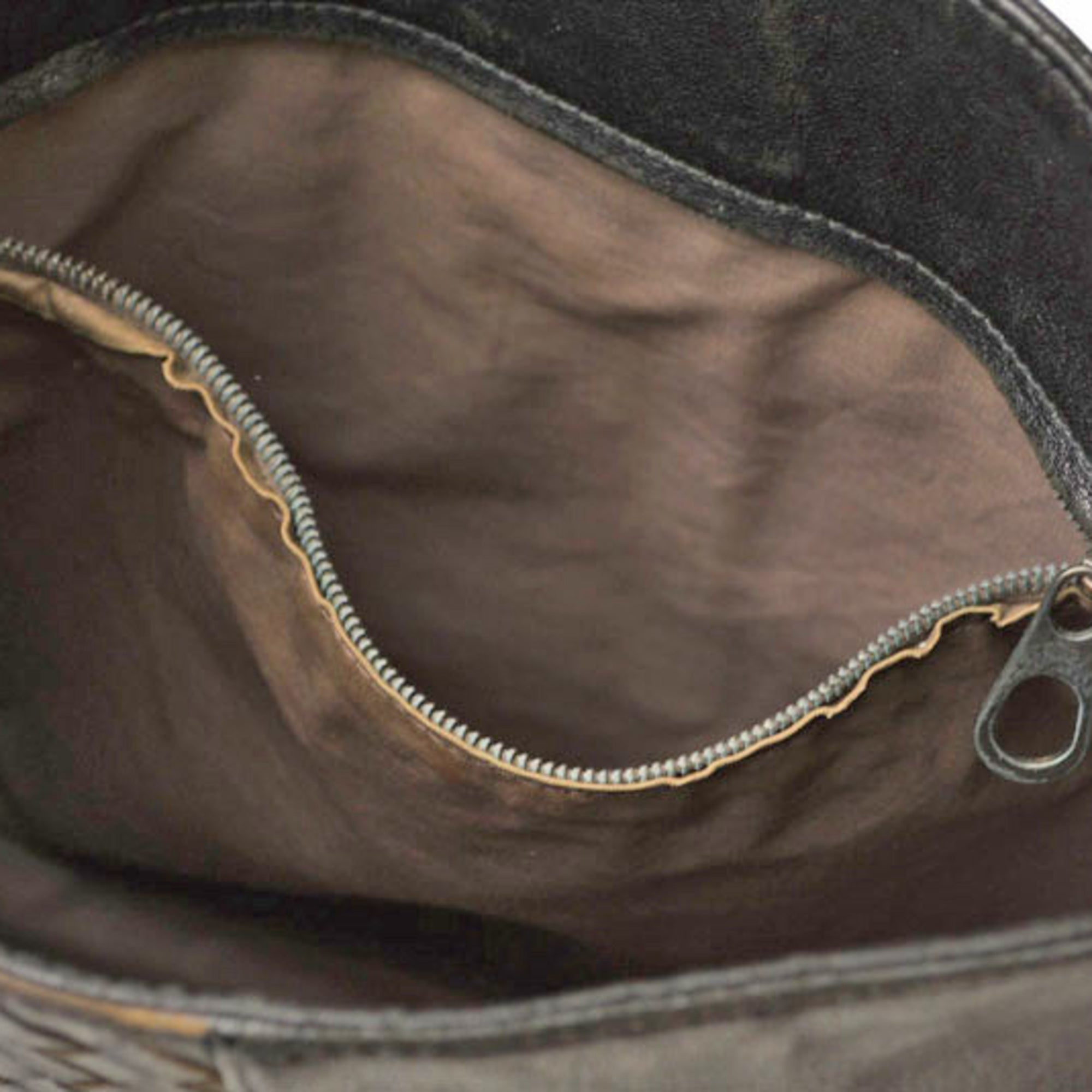 Bottega Veneta Black Gray Leather Messenger Bag Shoulder Bag (Pre-Owned)