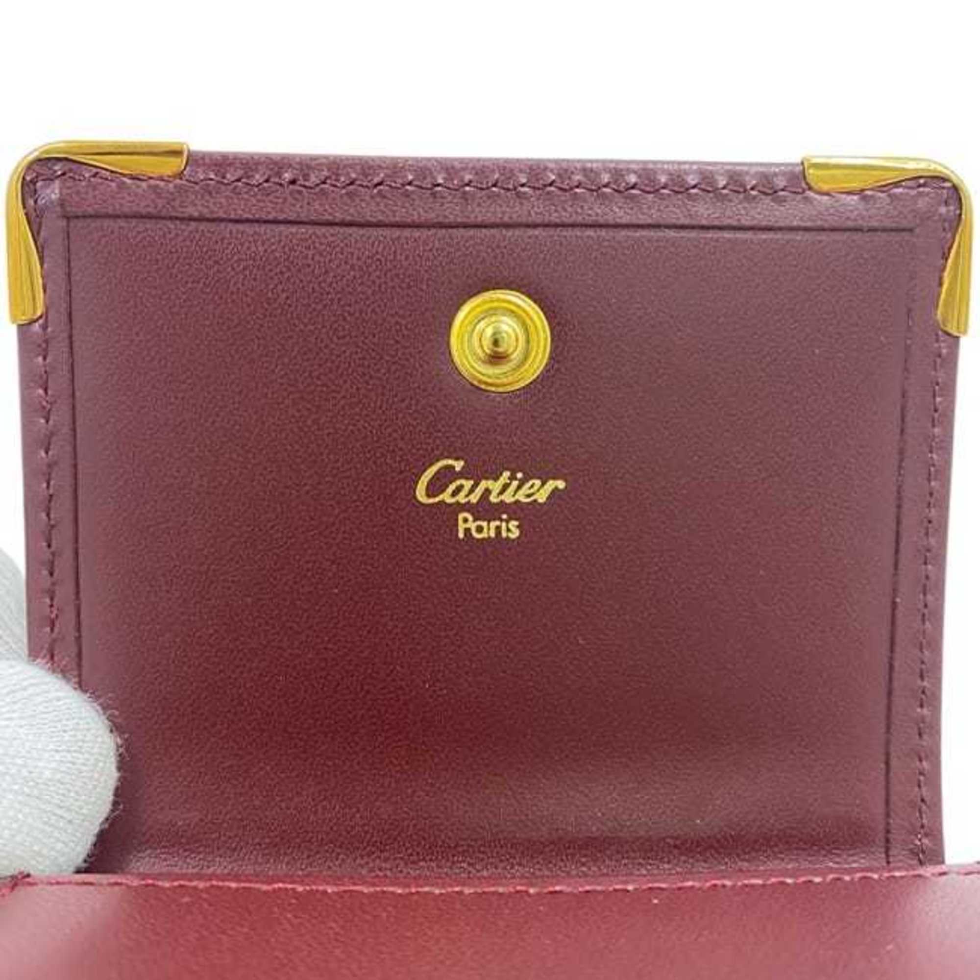 Cartier Bordeaux Wine Red Leather Coin Purse/Coin Case (Pre-Owned)