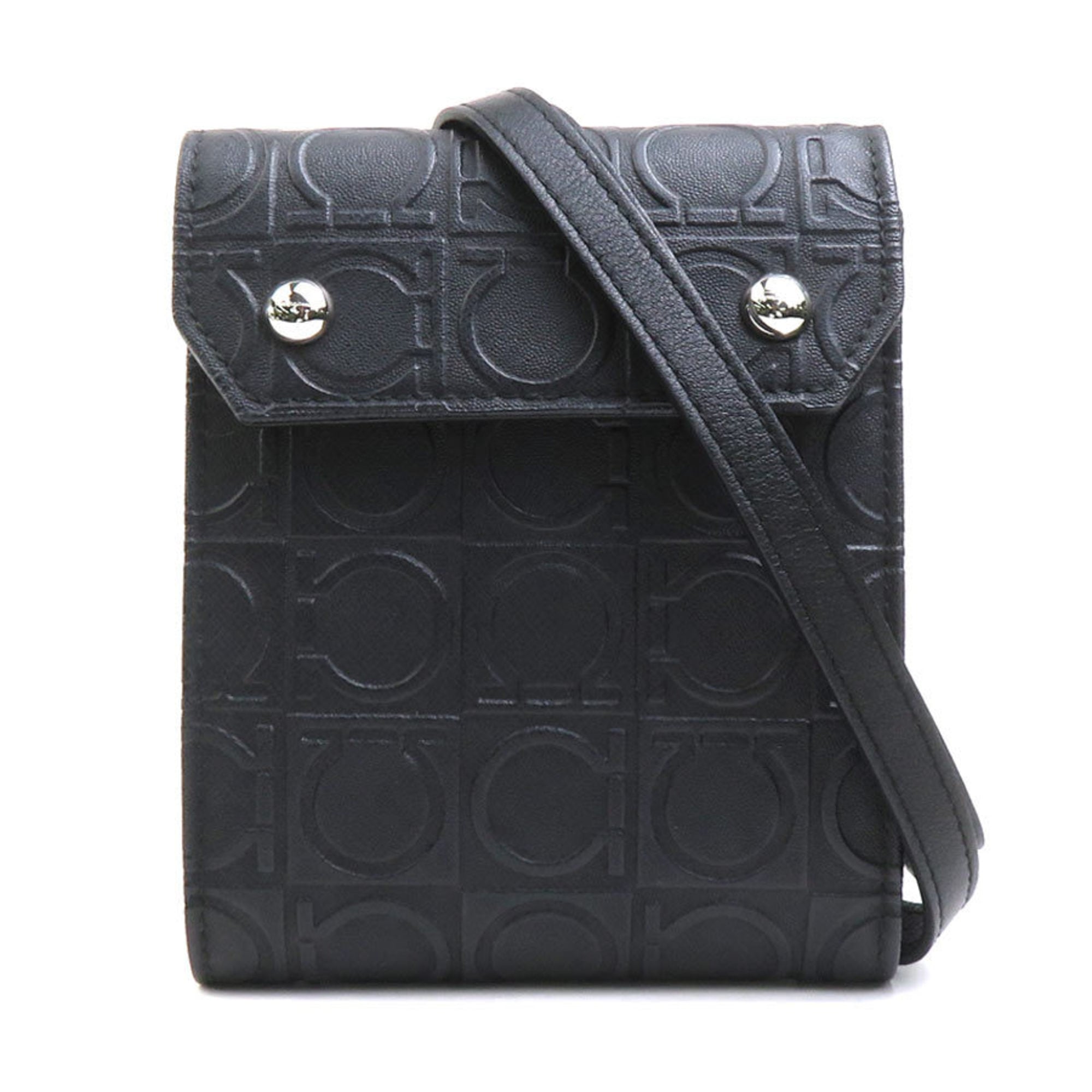 Salvatore Ferragamo Black Leather Wallet (Tri-Fold) (Pre-Owned)