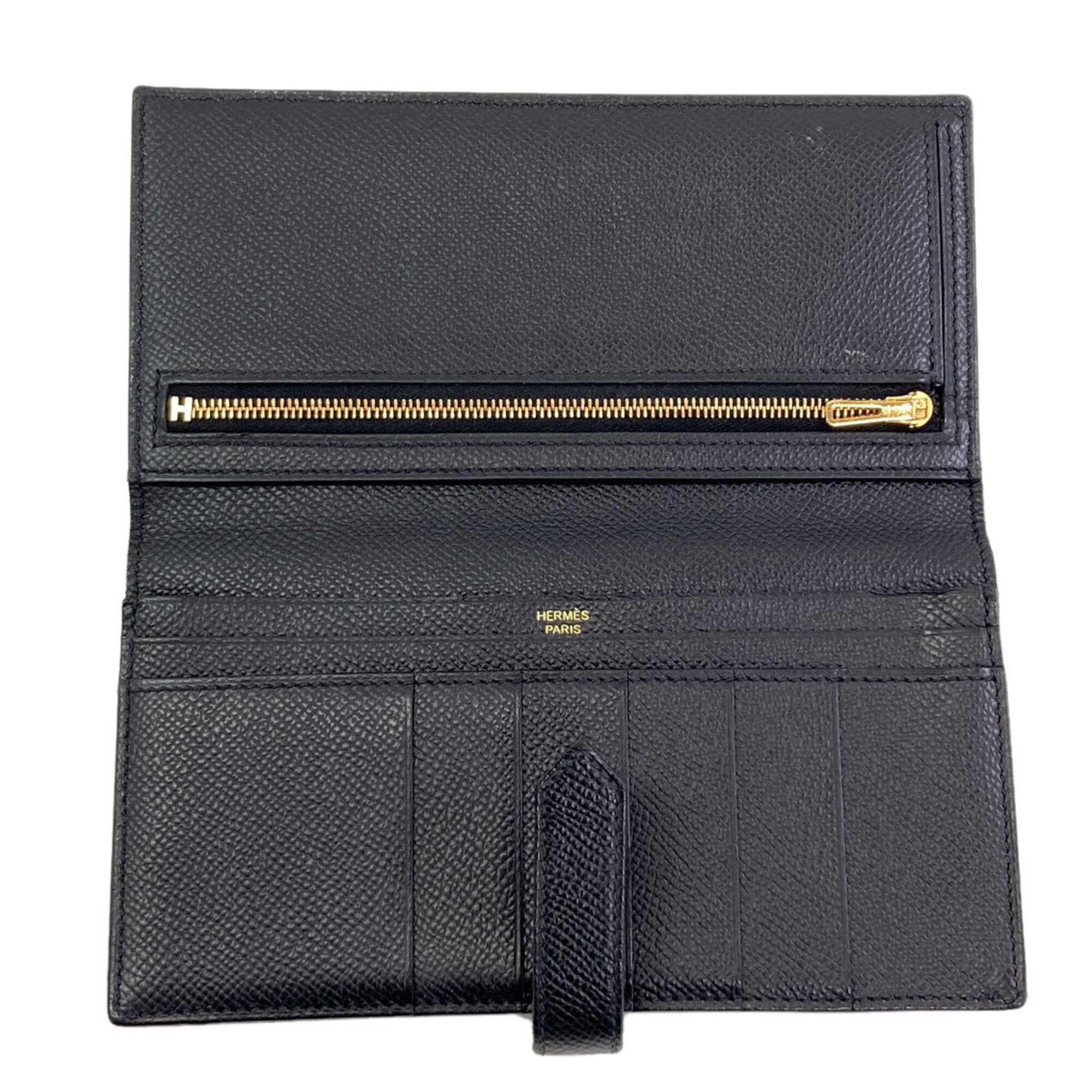 Hermes Black Epsom Leather Long Wallet (Bi-Fold) (Pre-Owned)