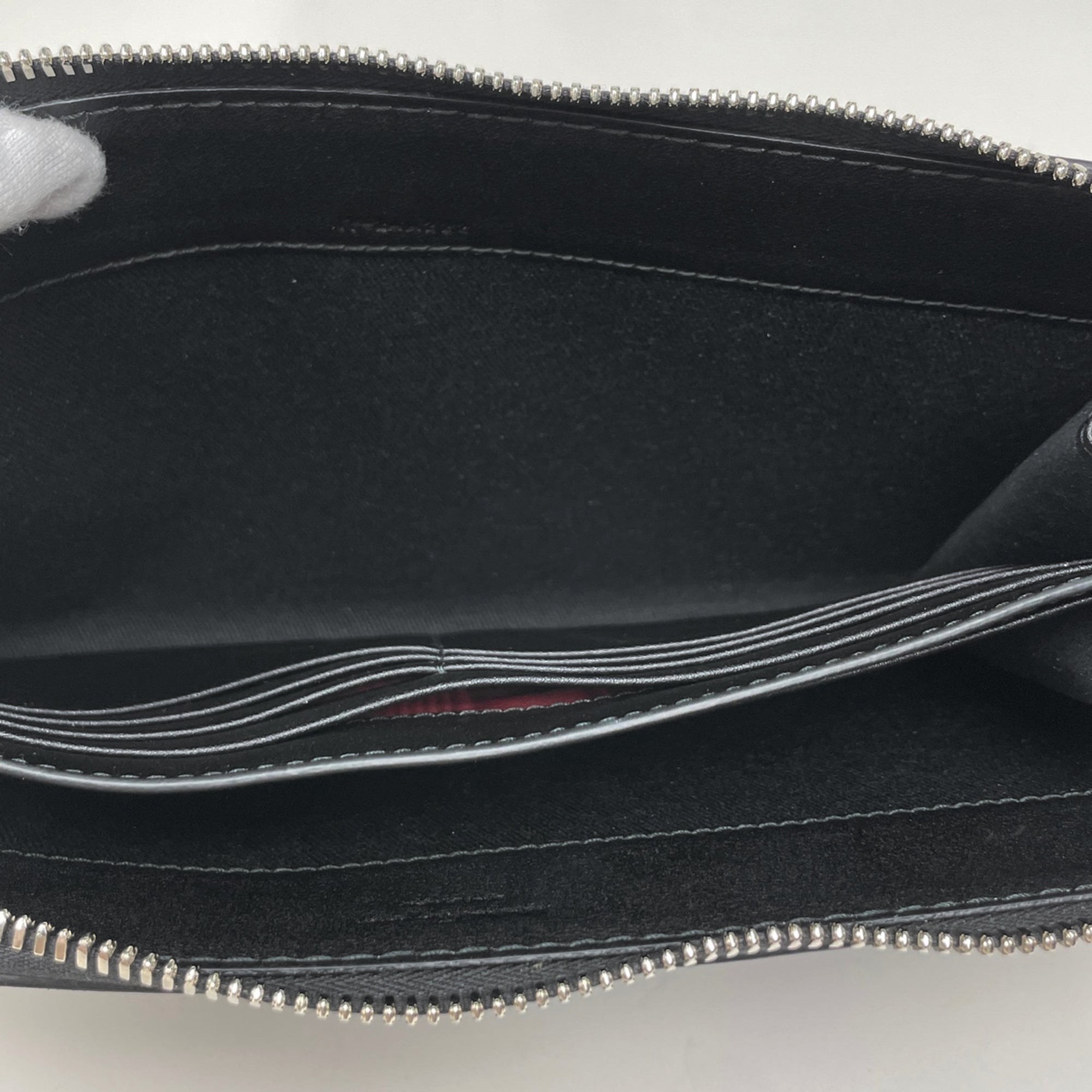 Salvatore Ferragamo Gancini Gray Coated Canvas Leather Clutch Bag (Pre-Owned)