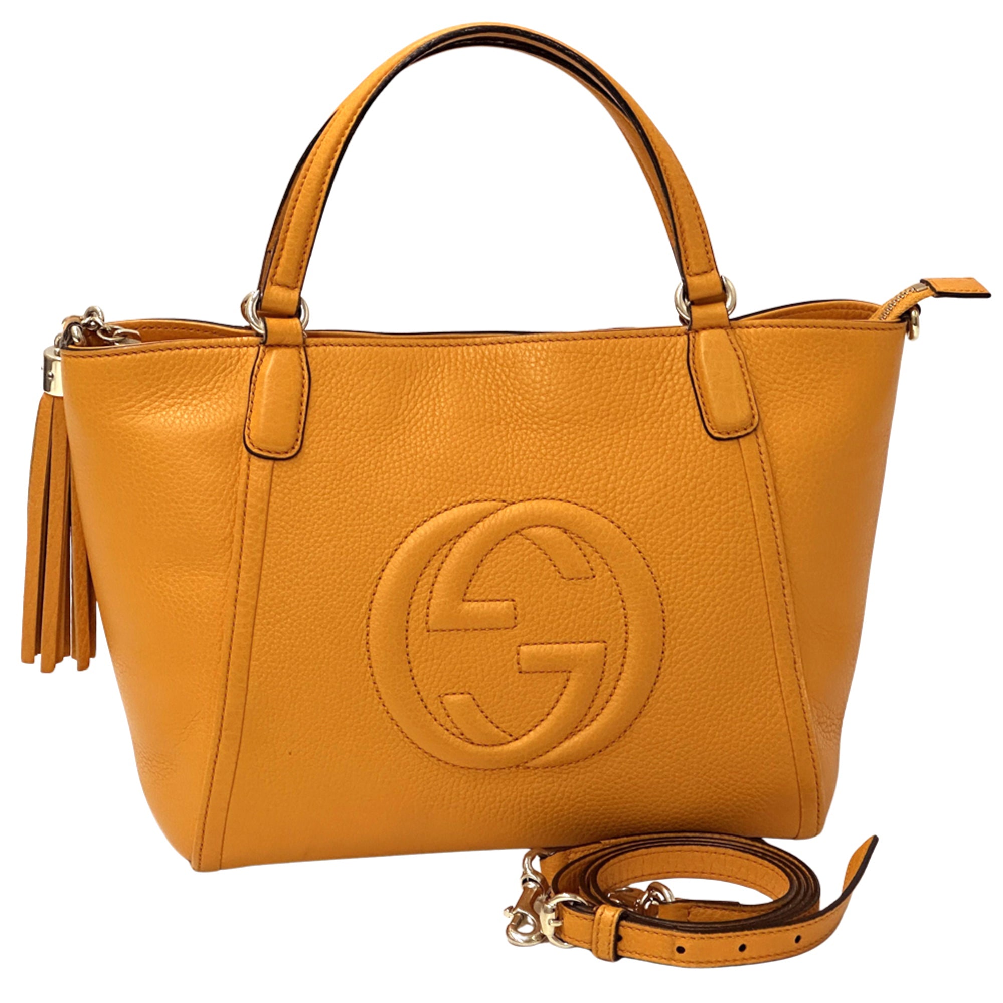 Gucci Orange Leather Handbag Shoulder Bag Tote Bag (Pre-Owned)