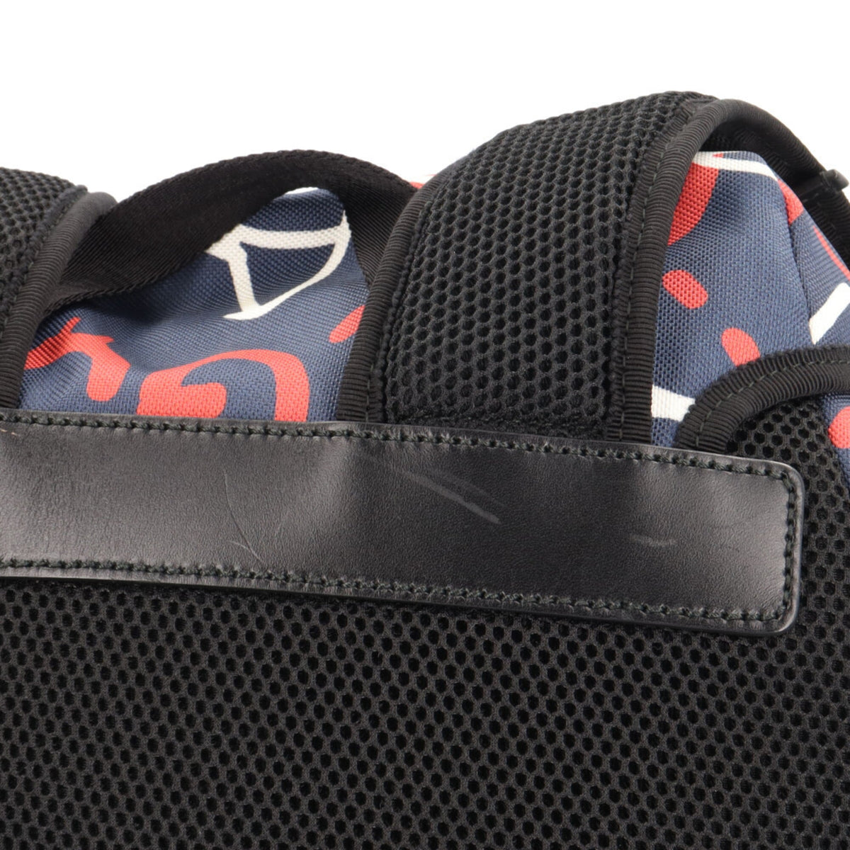Gucci Navy Red Color White Nylon Backpack (Pre-Owned)
