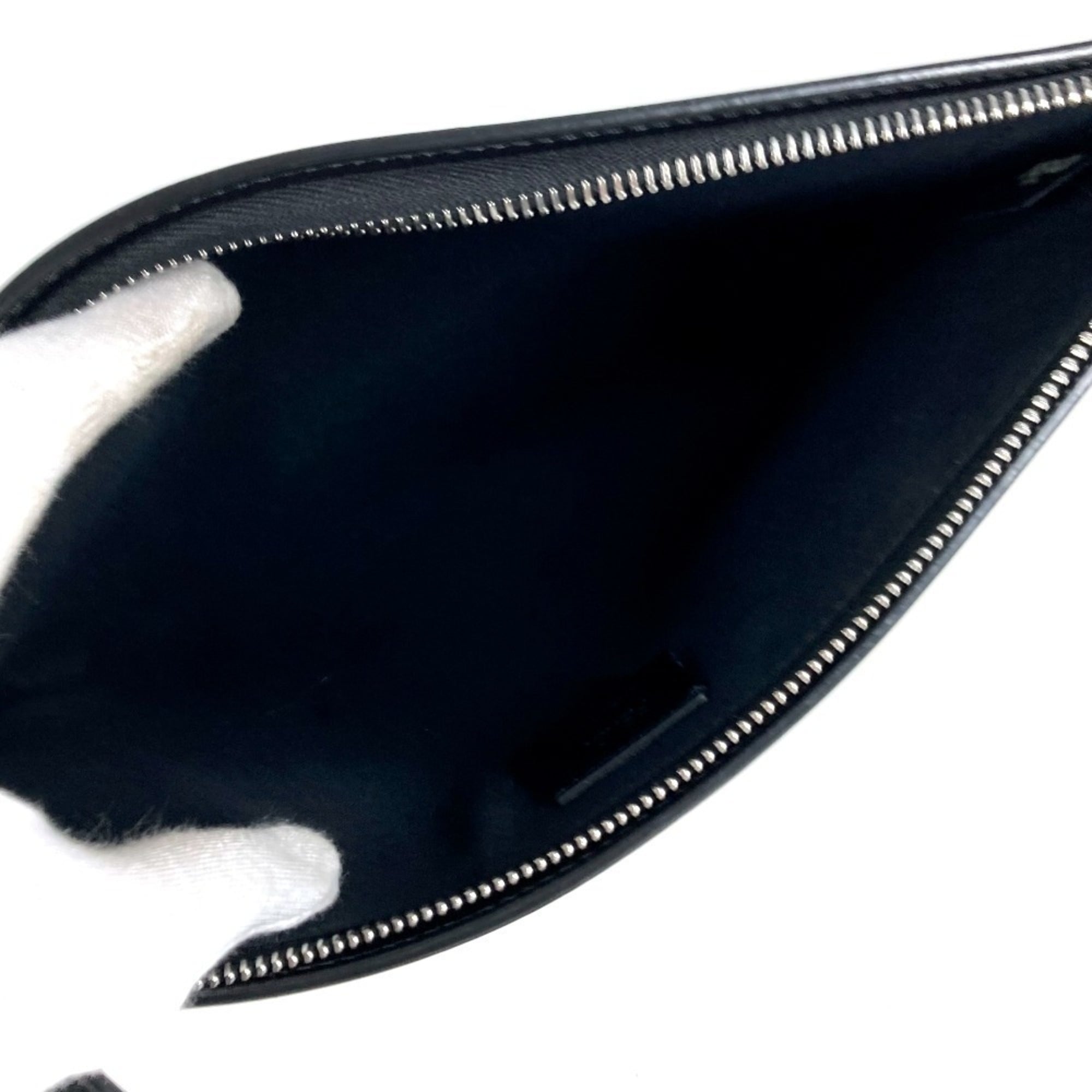 Fendi Zucca Black White Leather Clutch Bag Handbag (Pre-Owned)