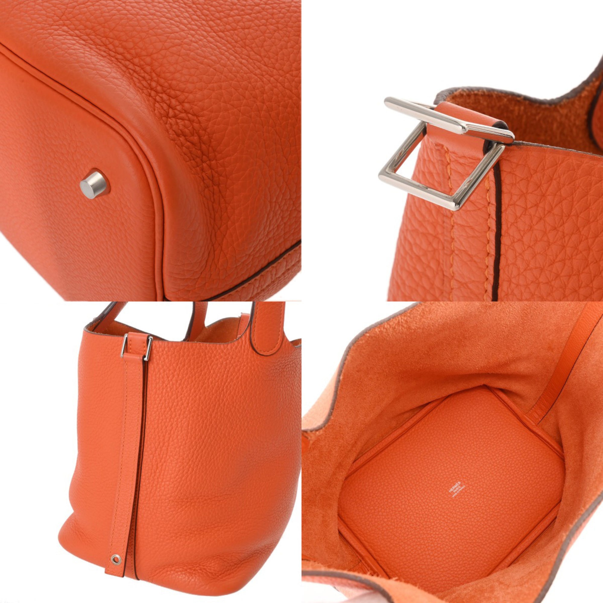 Hermes Orange Poppy Taurillon Clemence Leather Handbag (Pre-Owned)