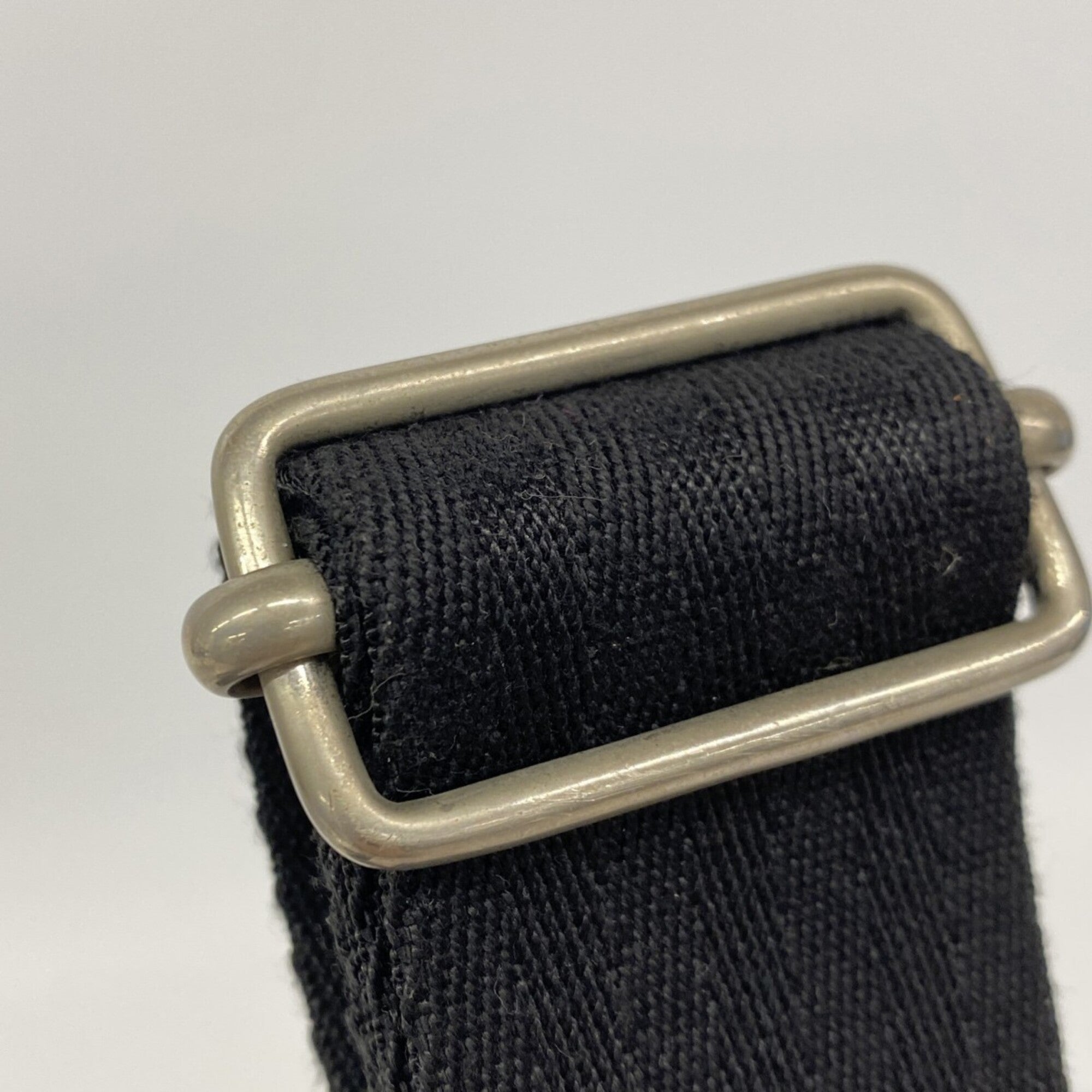 Hermes Black Toile Chevron Shoulder Bag (Pre-Owned)