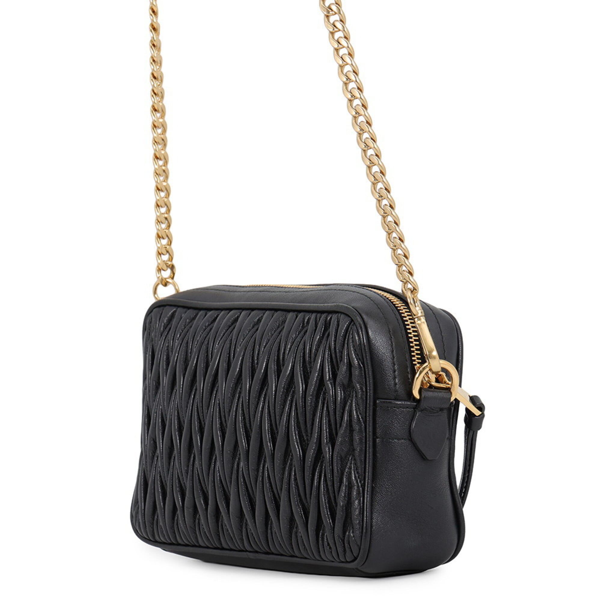Miu Miu Matelasse Black Leather Handbag Shoulder Bag (Pre-Owned)