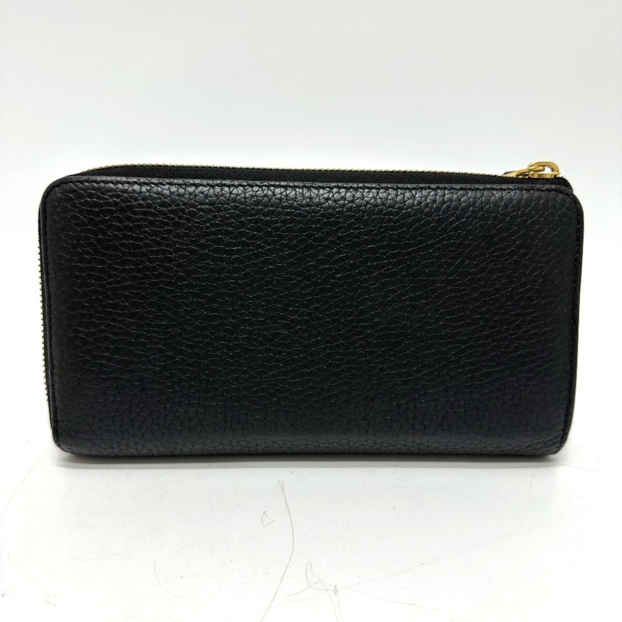 Louis Vuitton Black Leather Long Wallet (Bi-Fold) (Pre-Owned)