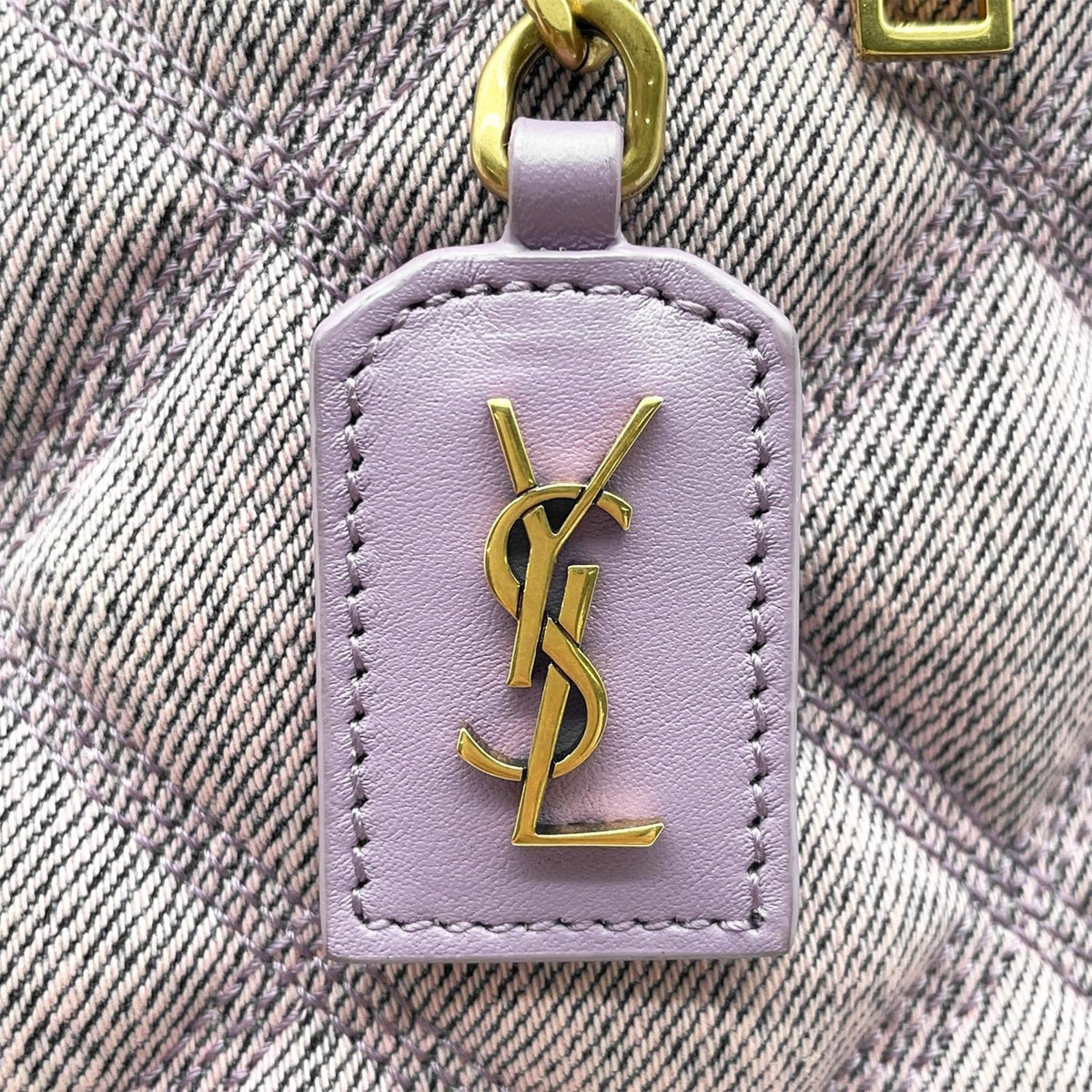 Yves Saint Laurent Purple Denim Shoulder Bag Vanity Bag (Pre-Owned)