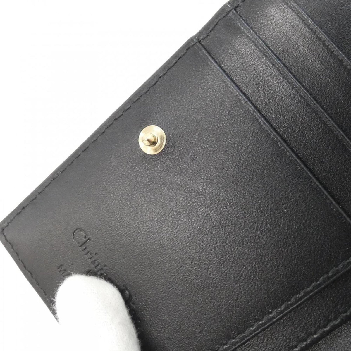 Christian Dior Black White Leather Wallet (Bi-Fold) (Pre-Owned)