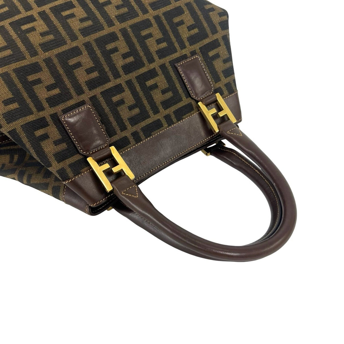 Fendi Brown Canvas Leather Handbag Tote Bag (Pre-Owned)