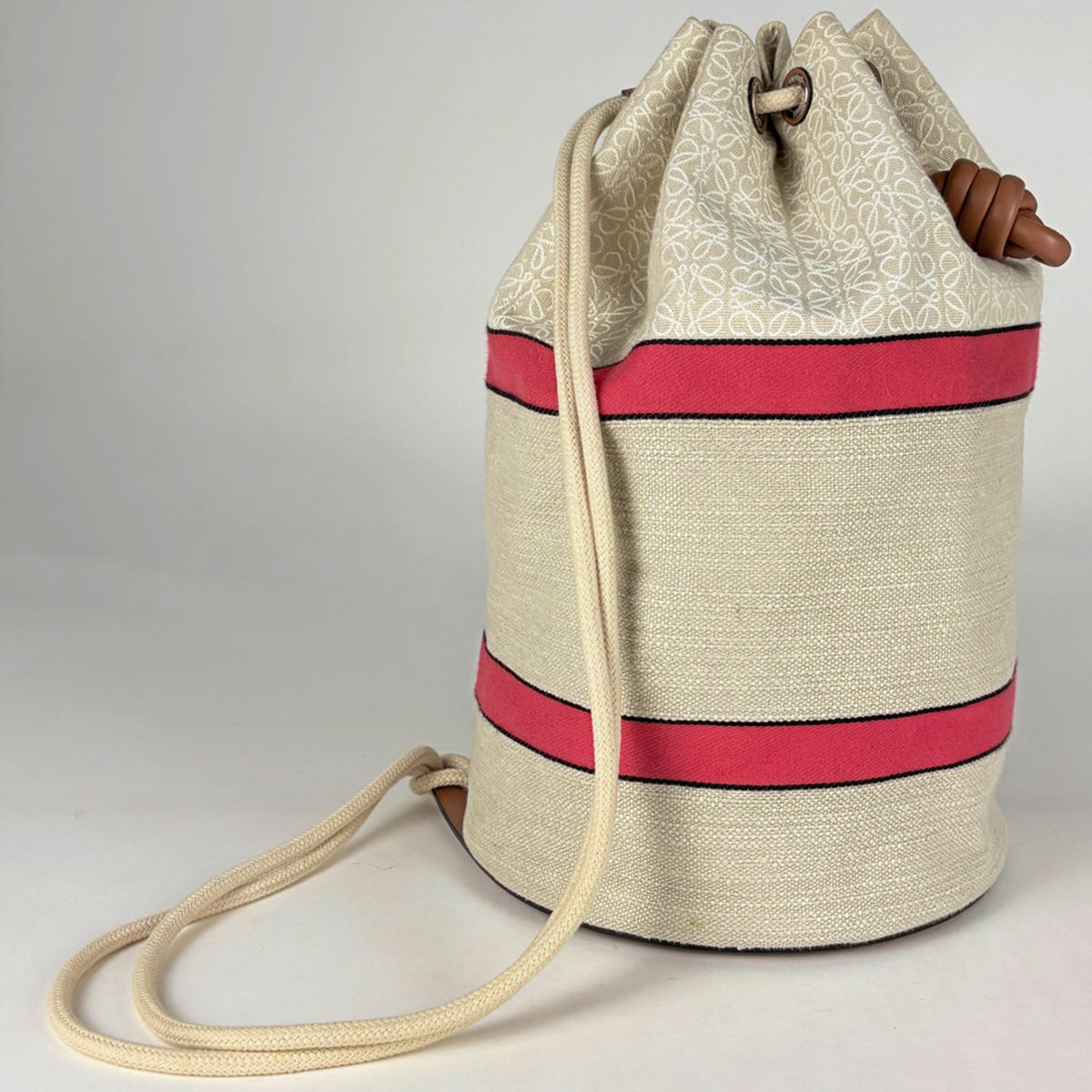 Loewe Beige Brown Canvas Leather Shoulder Bag (Pre-Owned)