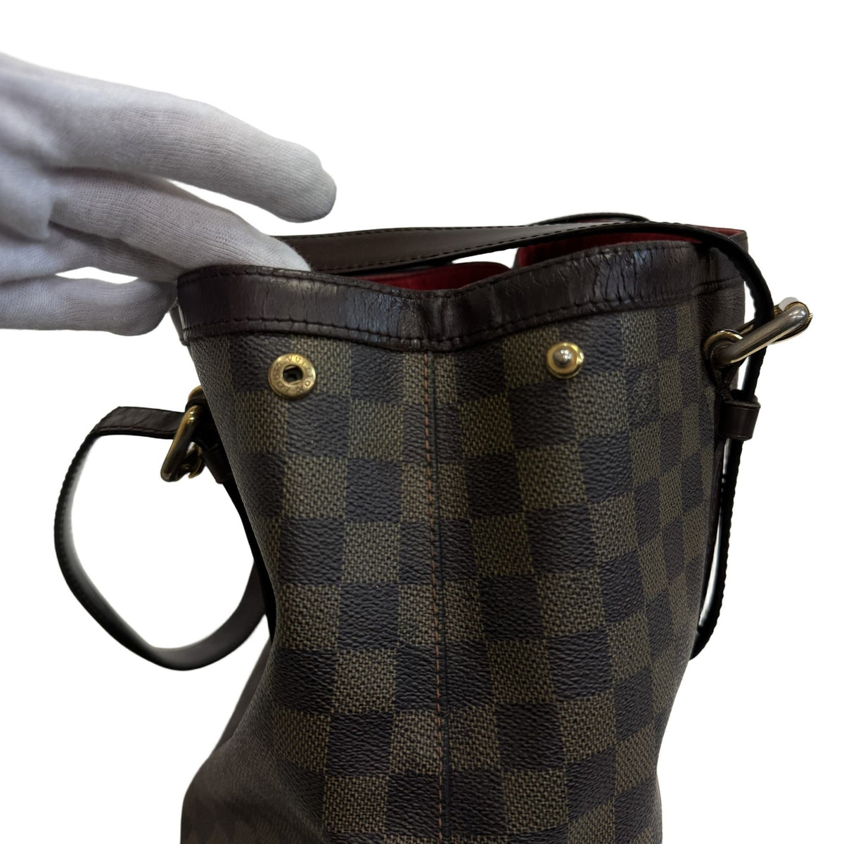Louis Vuitton Brown Damier Canvas Ebene Red Color Damier Canvas Handbag (Pre-Owned)