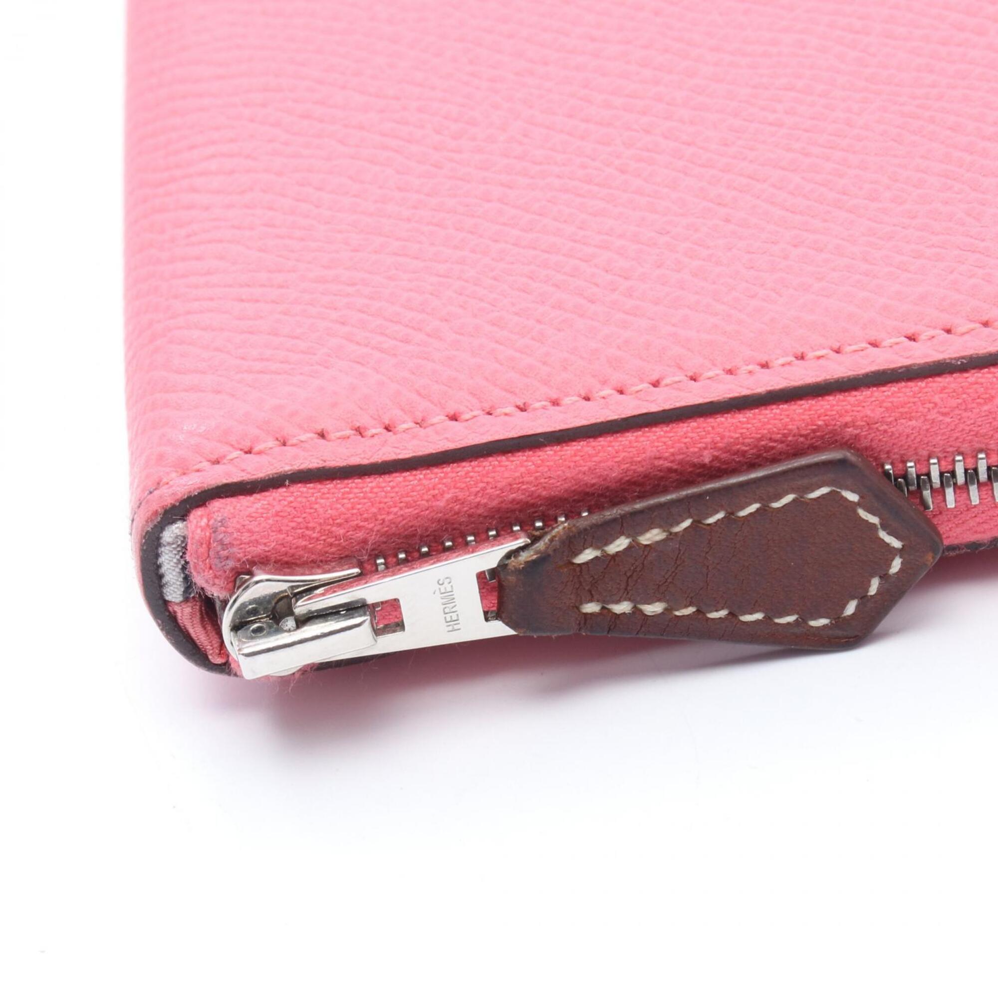 Hermes Pink Rose Azalee Epsom Leather Leather Long Wallet (Bi-Fold) (Pre-Owned)