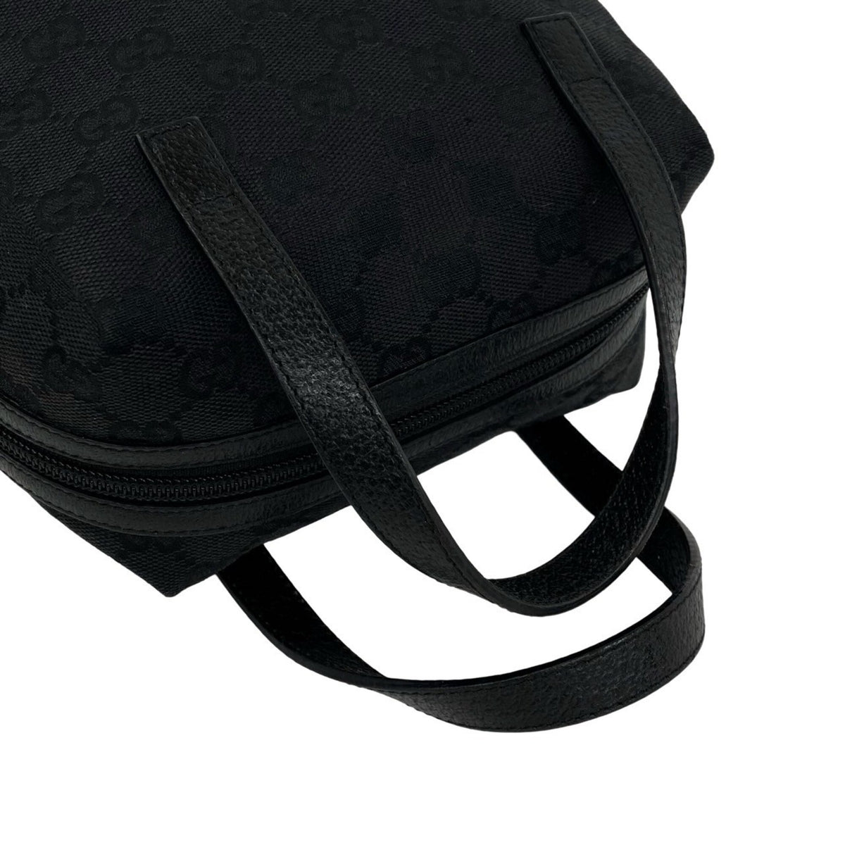 Gucci Black Canvas Leather Boston Bag Handbag Tote Bag (Pre-Owned)