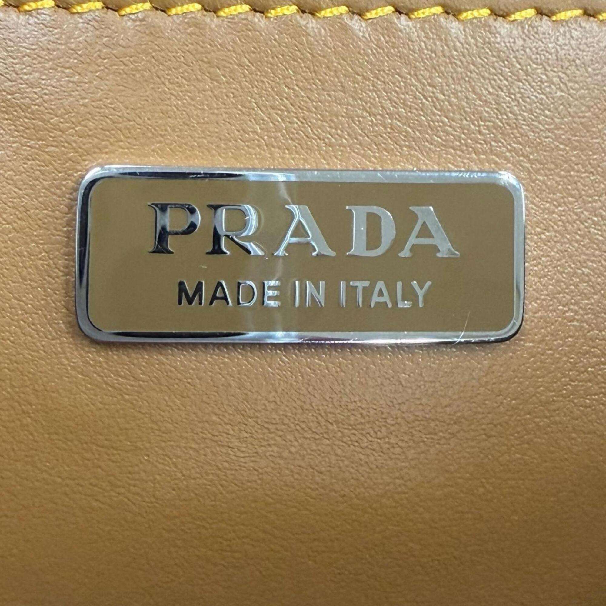 Prada Brown Nylon Leather Pouch Shoulder Bag (Pre-Owned)