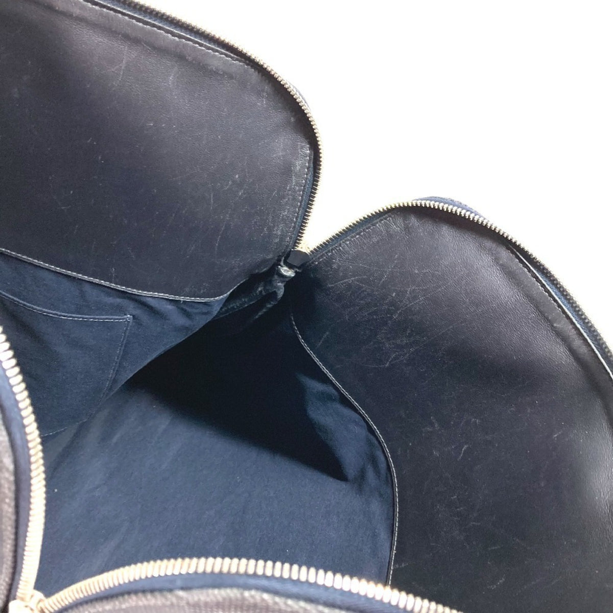 Hermes Black Navy Canvas Leather Boston Bag Handbag Tote Bag (Pre-Owned)