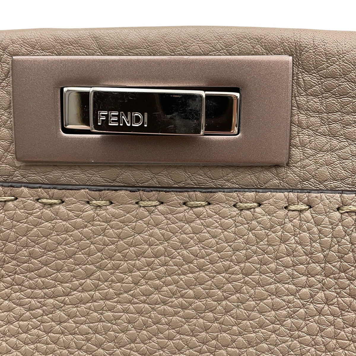 Fendi Selleria Silver Leather Handbag Shoulder Bag (Pre-Owned)